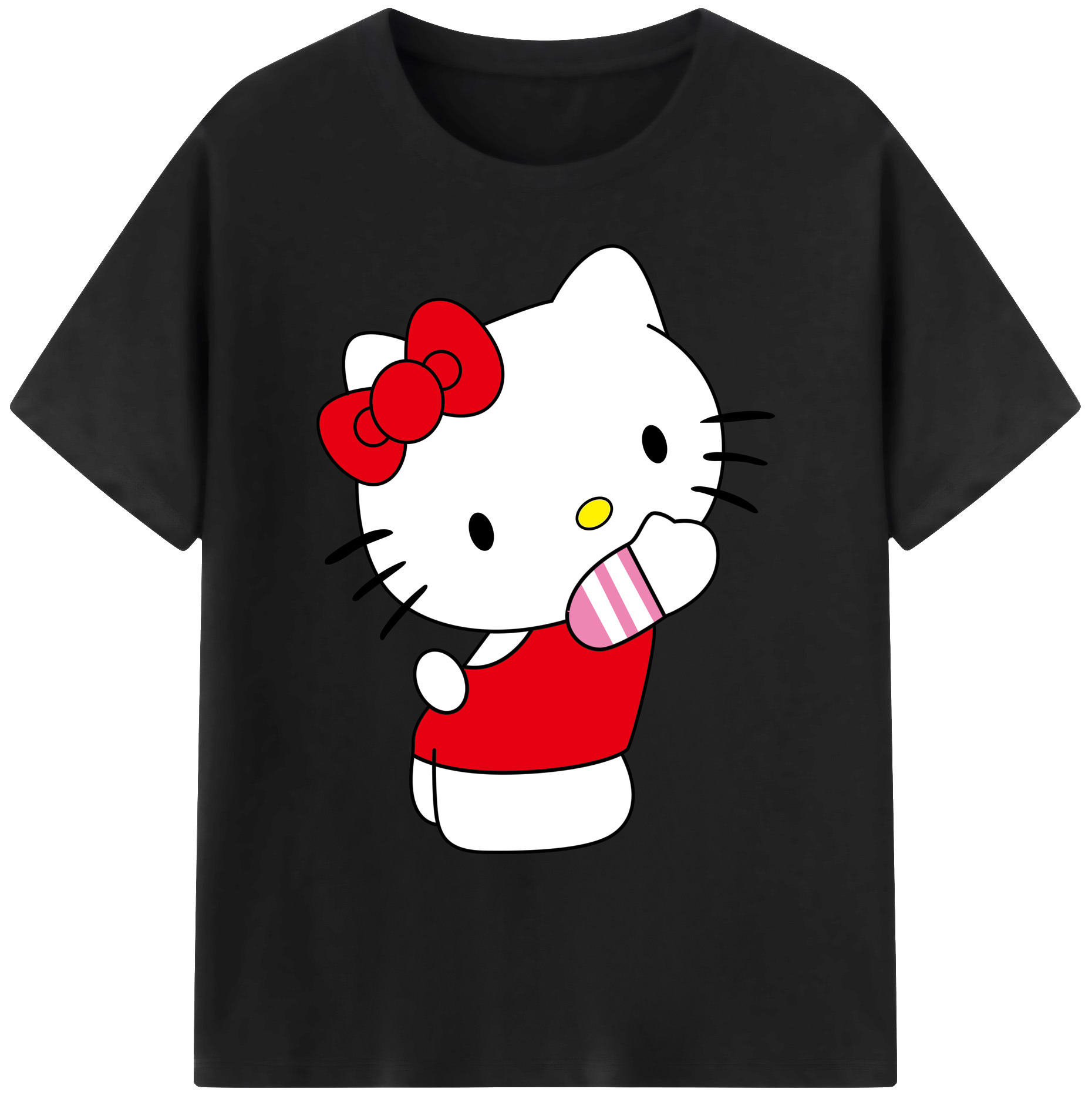 （画像用） Hello Kitty ハローキティ 綿100％ メンズ半袖Tシャツ｜肌触りやわらか＆通気性
