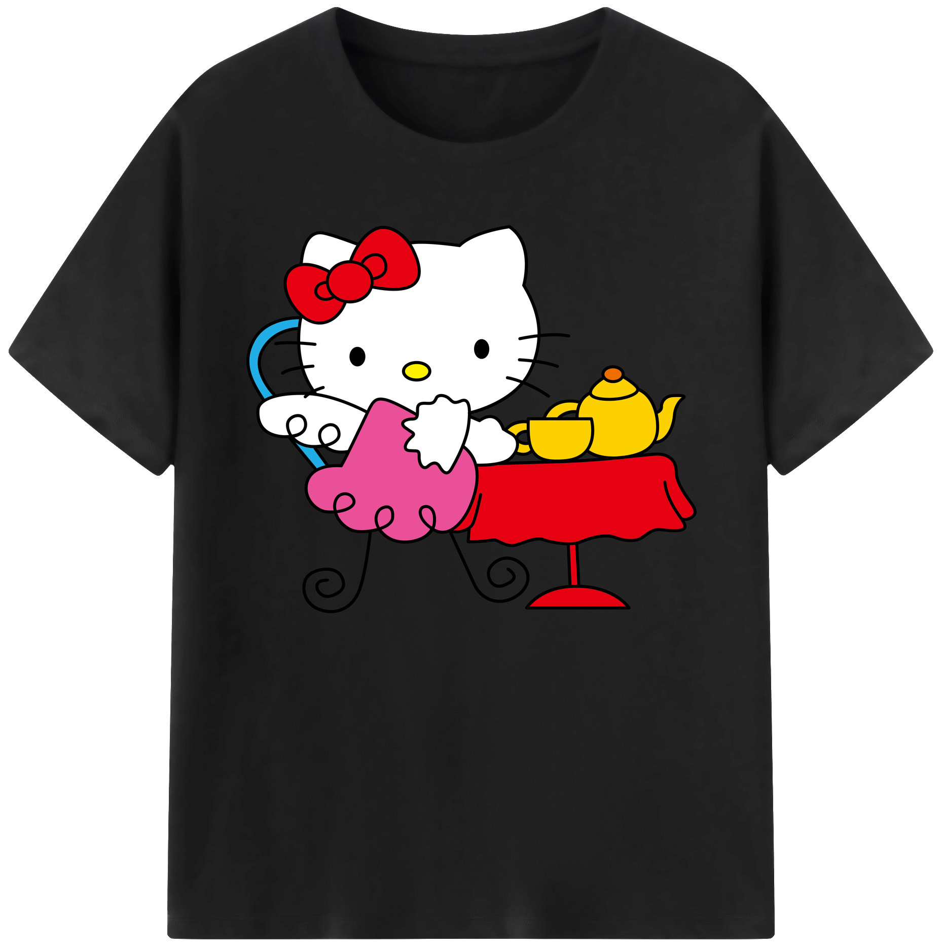 （画像用） Hello Kitty ハローキティ 綿100％ メンズ半袖Tシャツ｜肌触りやわらか＆通気性