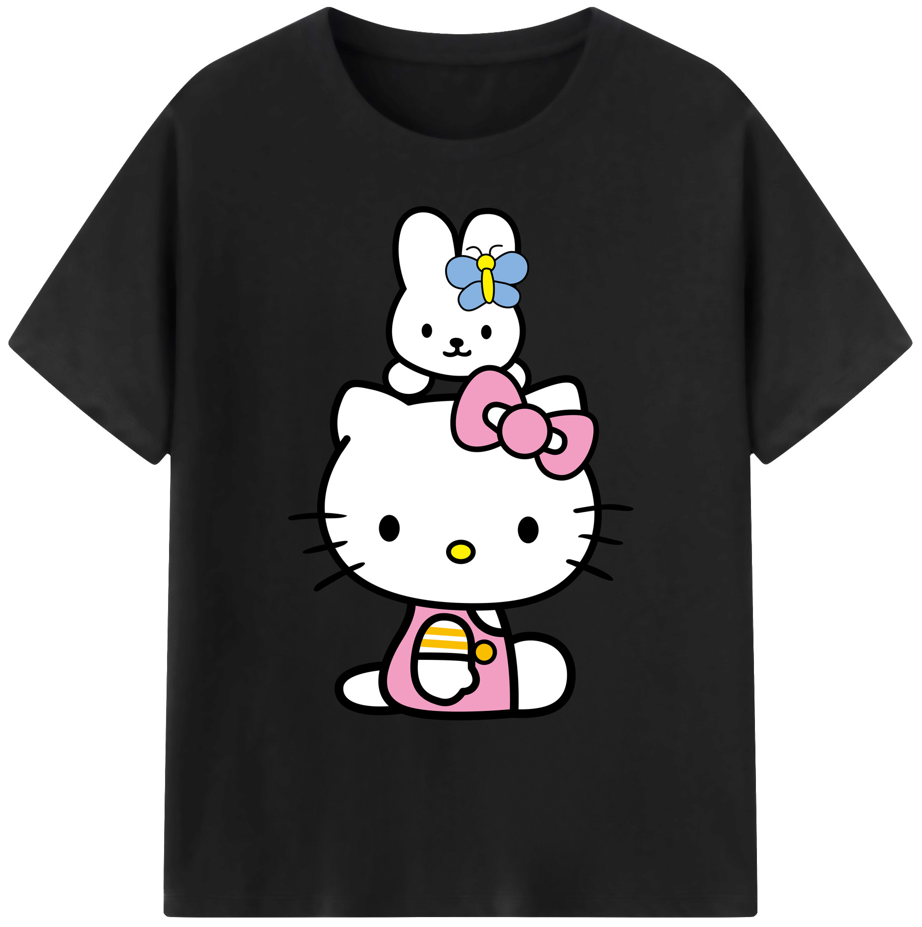 （画像用） Hello Kitty ハローキティ 綿100％ メンズ半袖Tシャツ｜肌触りやわらか＆通気性