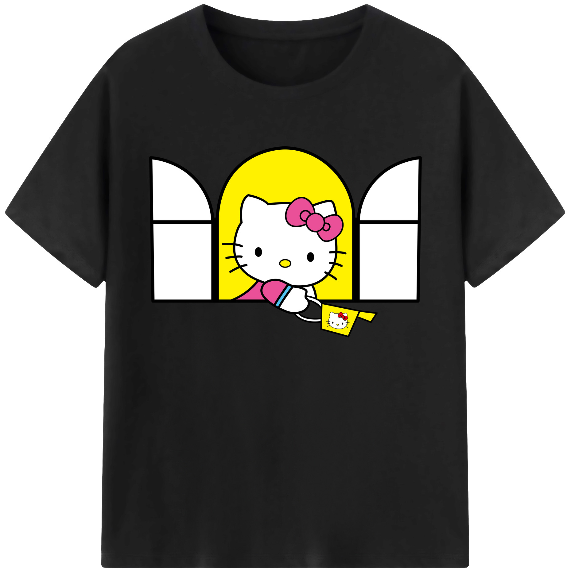 （画像用） Hello Kitty ハローキティ 綿100％ メンズ半袖Tシャツ｜肌触りやわらか＆通気性