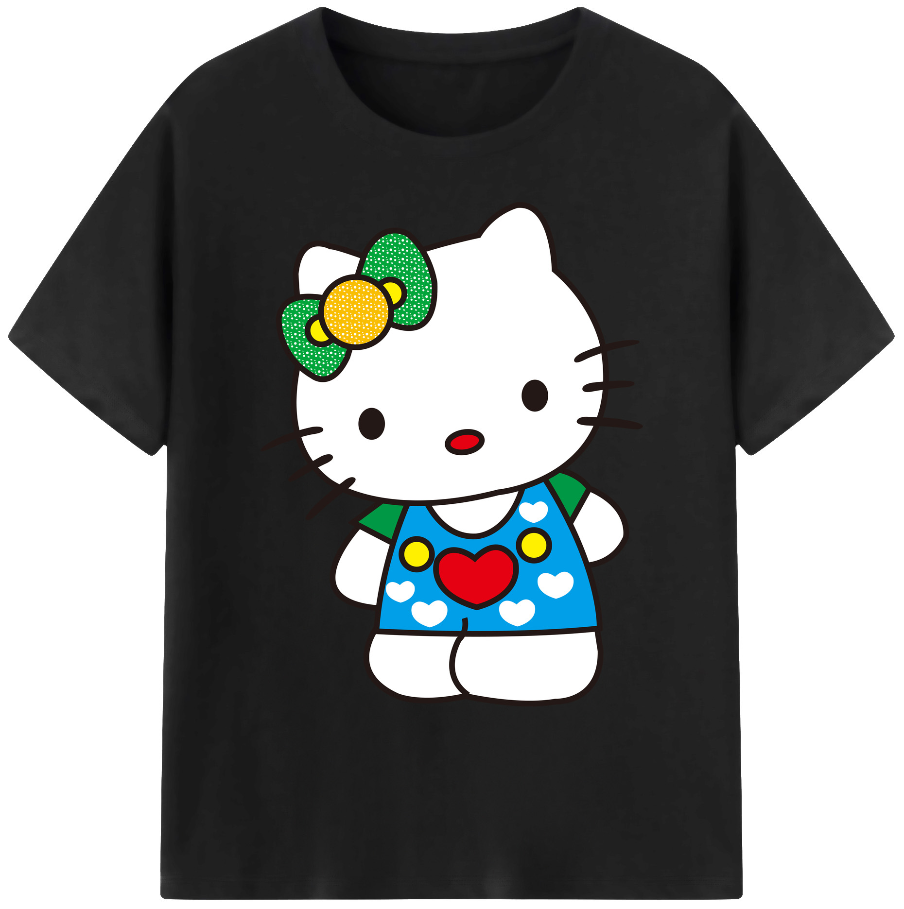 （画像用） Hello Kitty ハローキティ 綿100％ メンズ半袖Tシャツ｜肌触りやわらか＆通気性