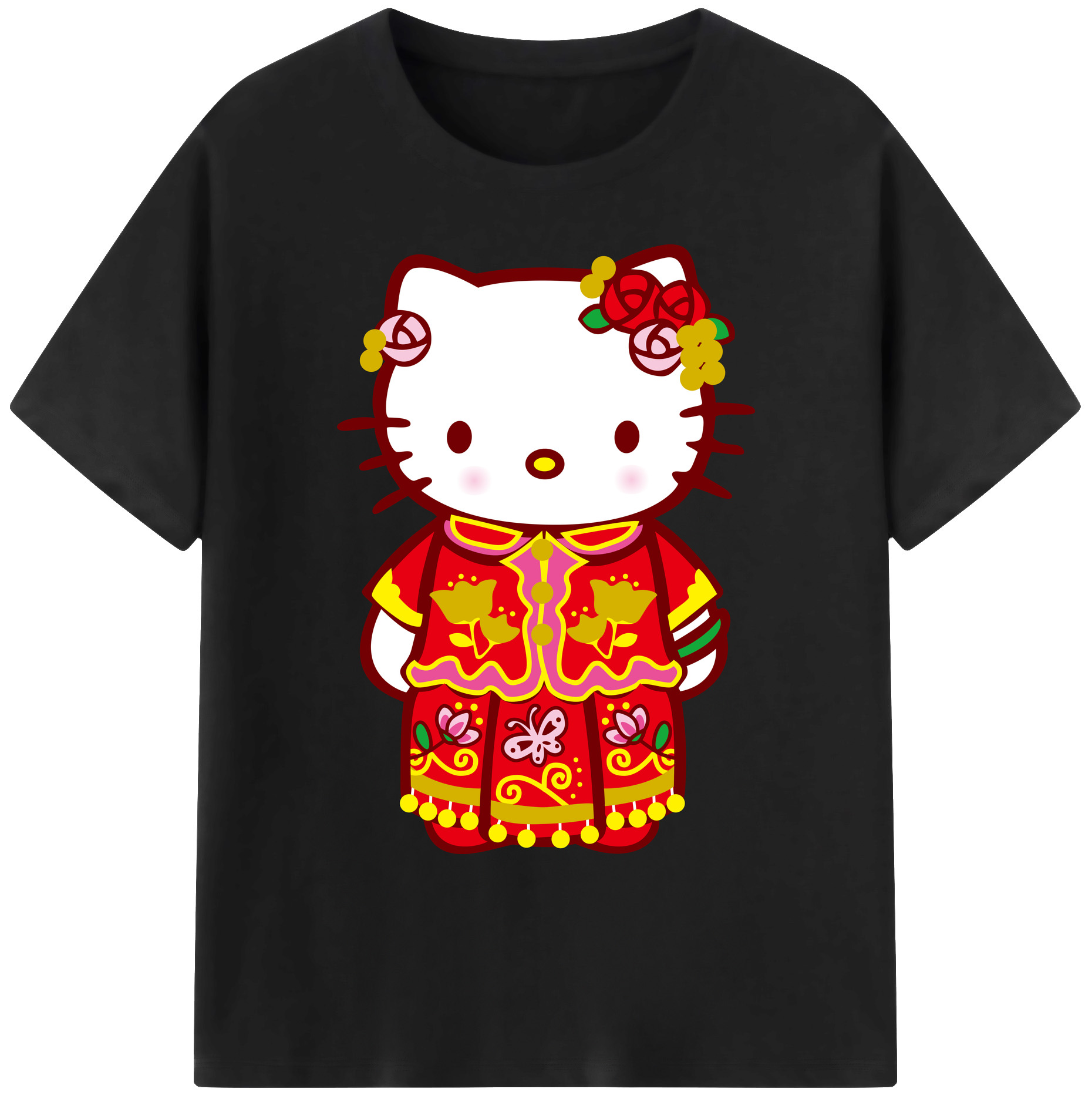 （画像用） Hello Kitty ハローキティ 綿100％ メンズ半袖Tシャツ｜肌触りやわらか＆通気性
