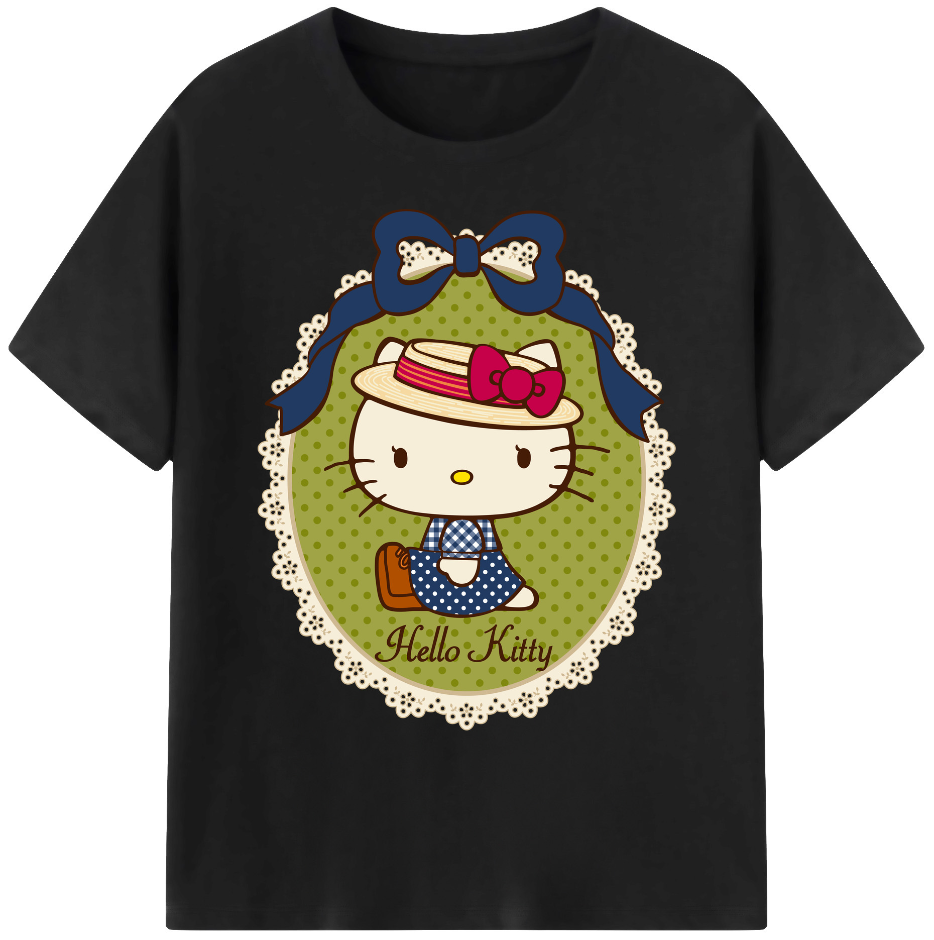 （画像用） Hello Kitty ハローキティ 綿100％ メンズ半袖Tシャツ｜肌触りやわらか＆通気性