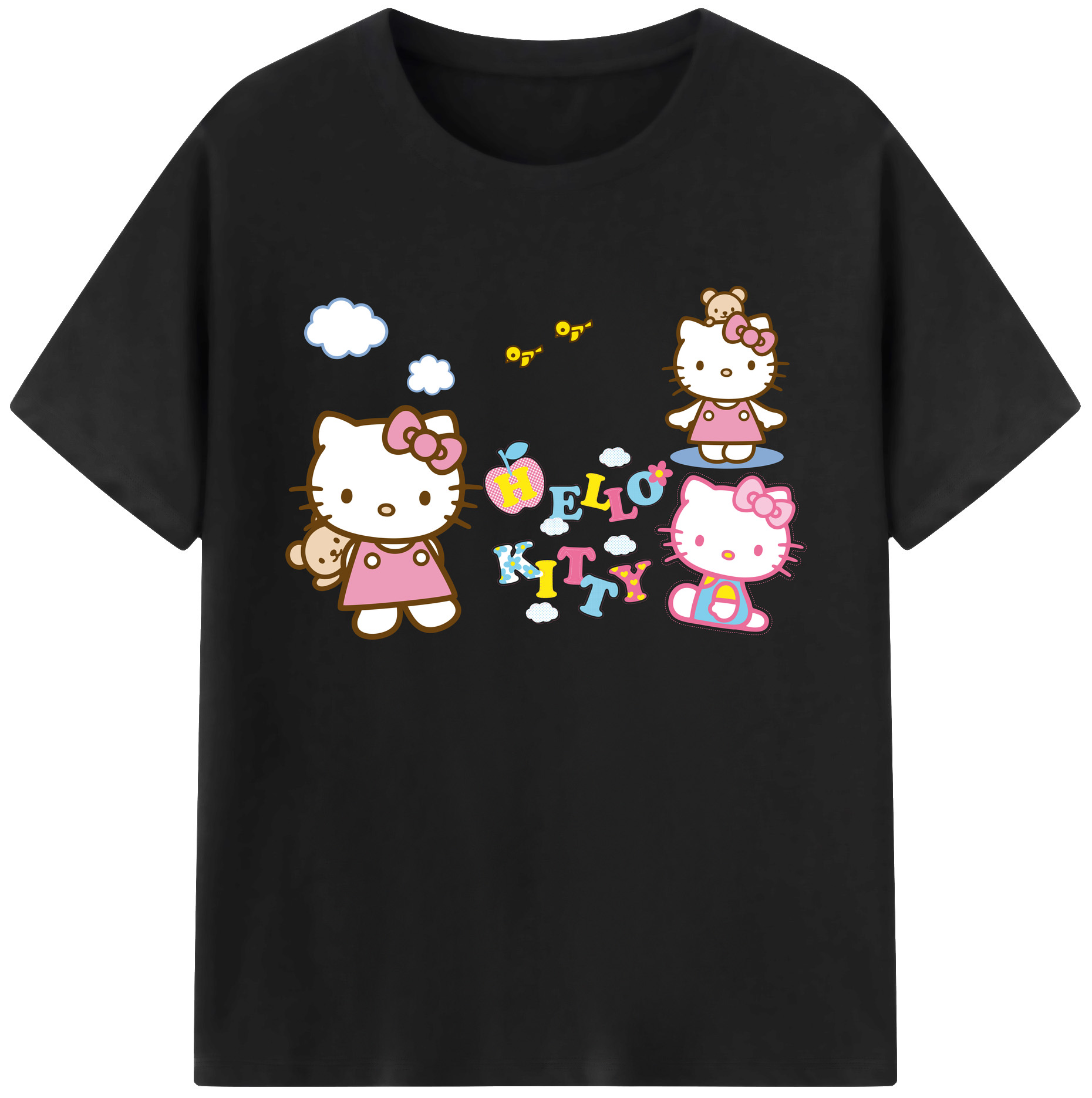 （画像用） Hello Kitty ハローキティ 綿100％ メンズ半袖Tシャツ｜肌触りやわらか＆通気性