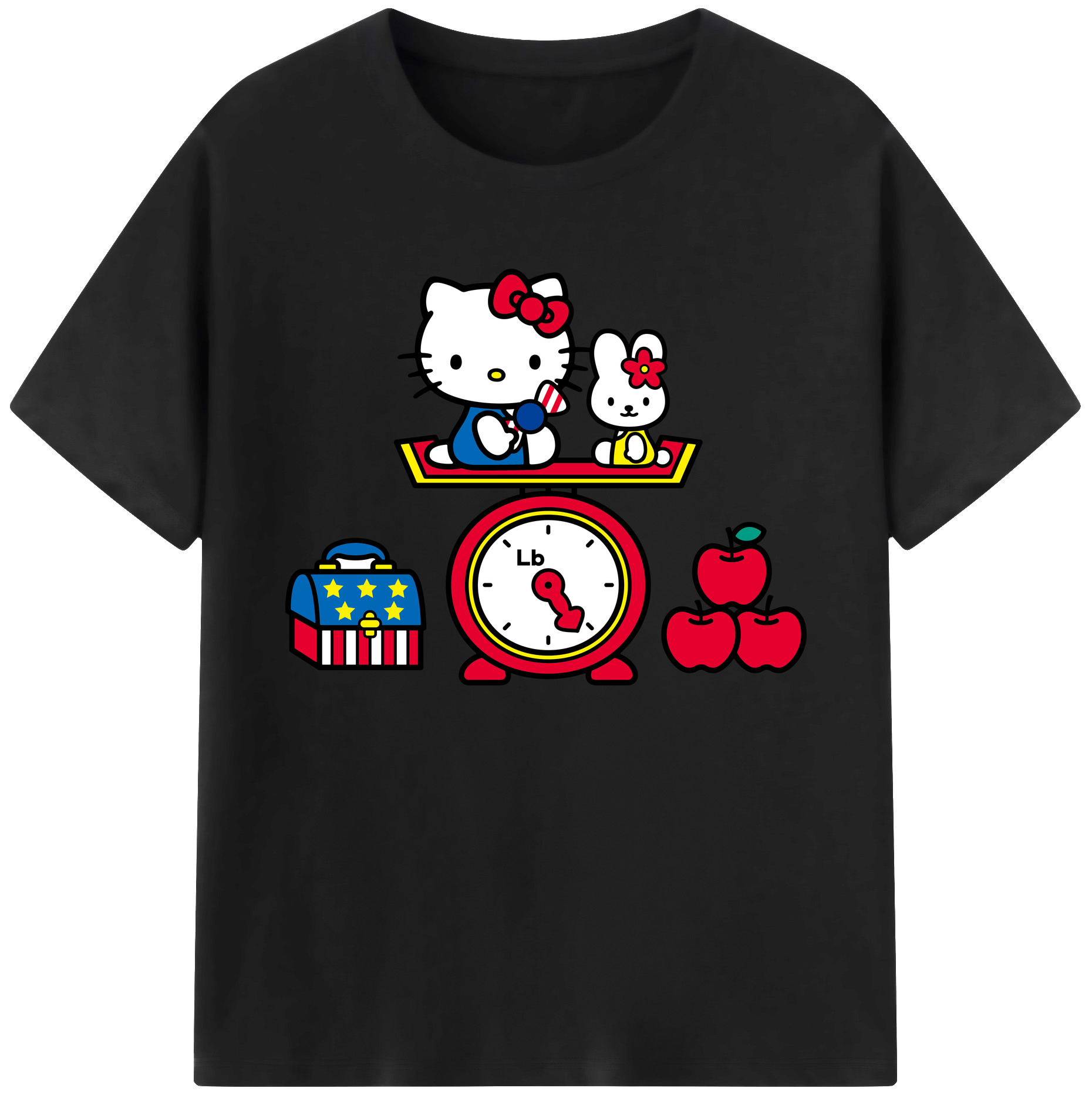 （画像用） Hello Kitty ハローキティ 綿100％ メンズ半袖Tシャツ｜肌触りやわらか＆通気性