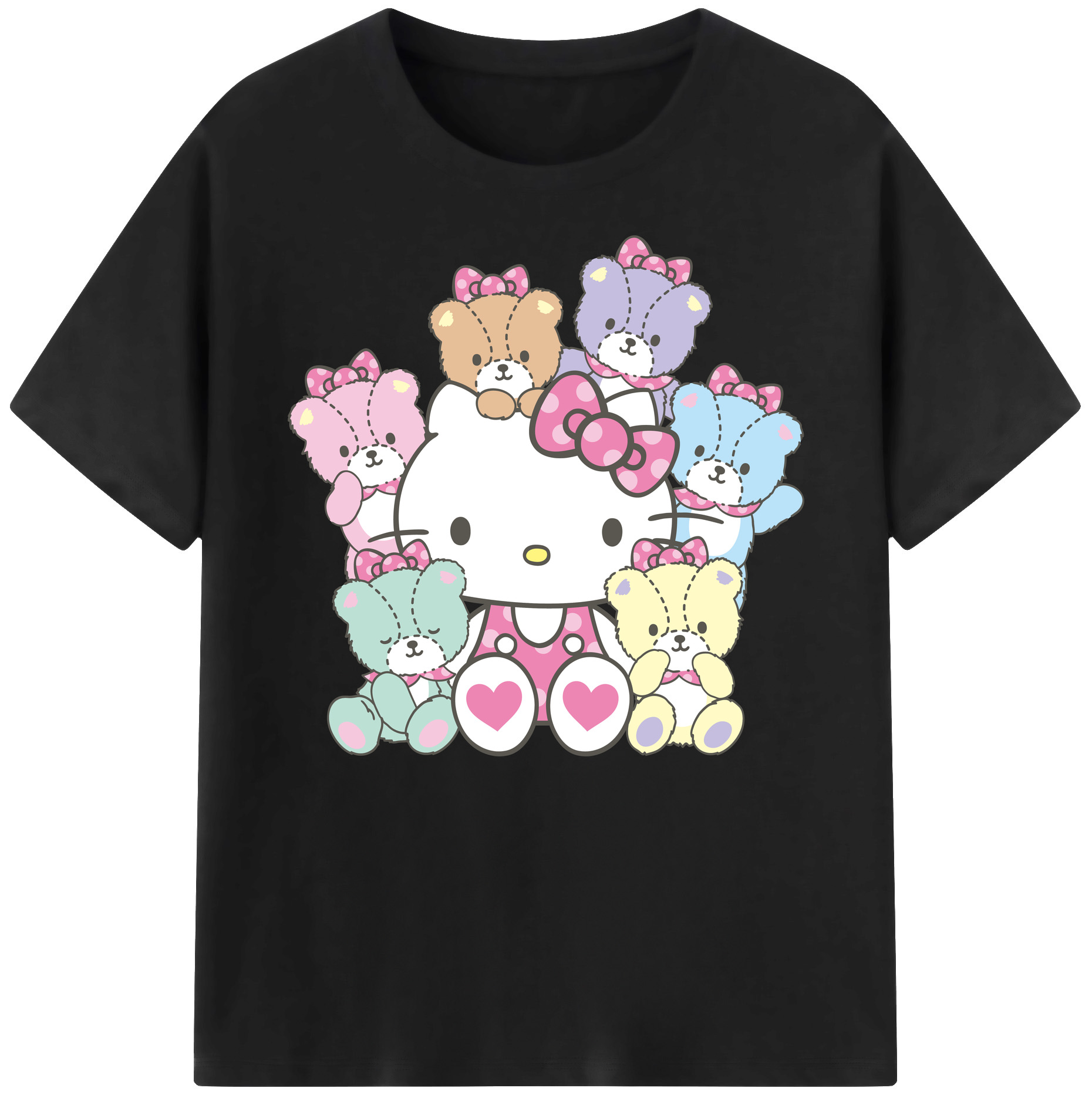 （画像用） Hello Kitty ハローキティ 綿100％ メンズ半袖Tシャツ｜肌触りやわらか＆通気性