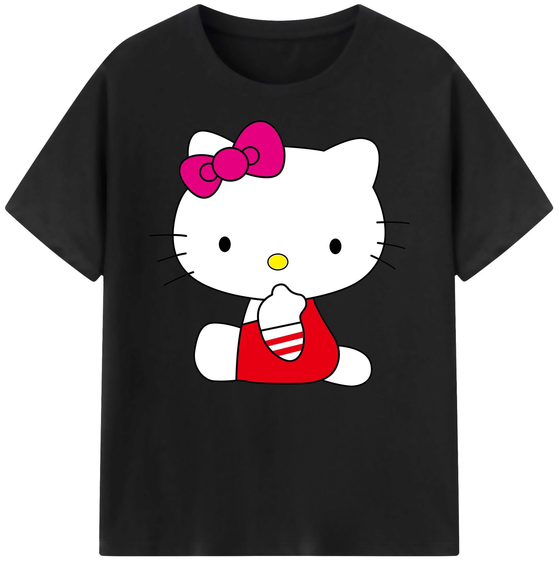 （画像用） Hello Kitty ハローキティ 綿100％ メンズ半袖Tシャツ｜肌触りやわらか＆通気性