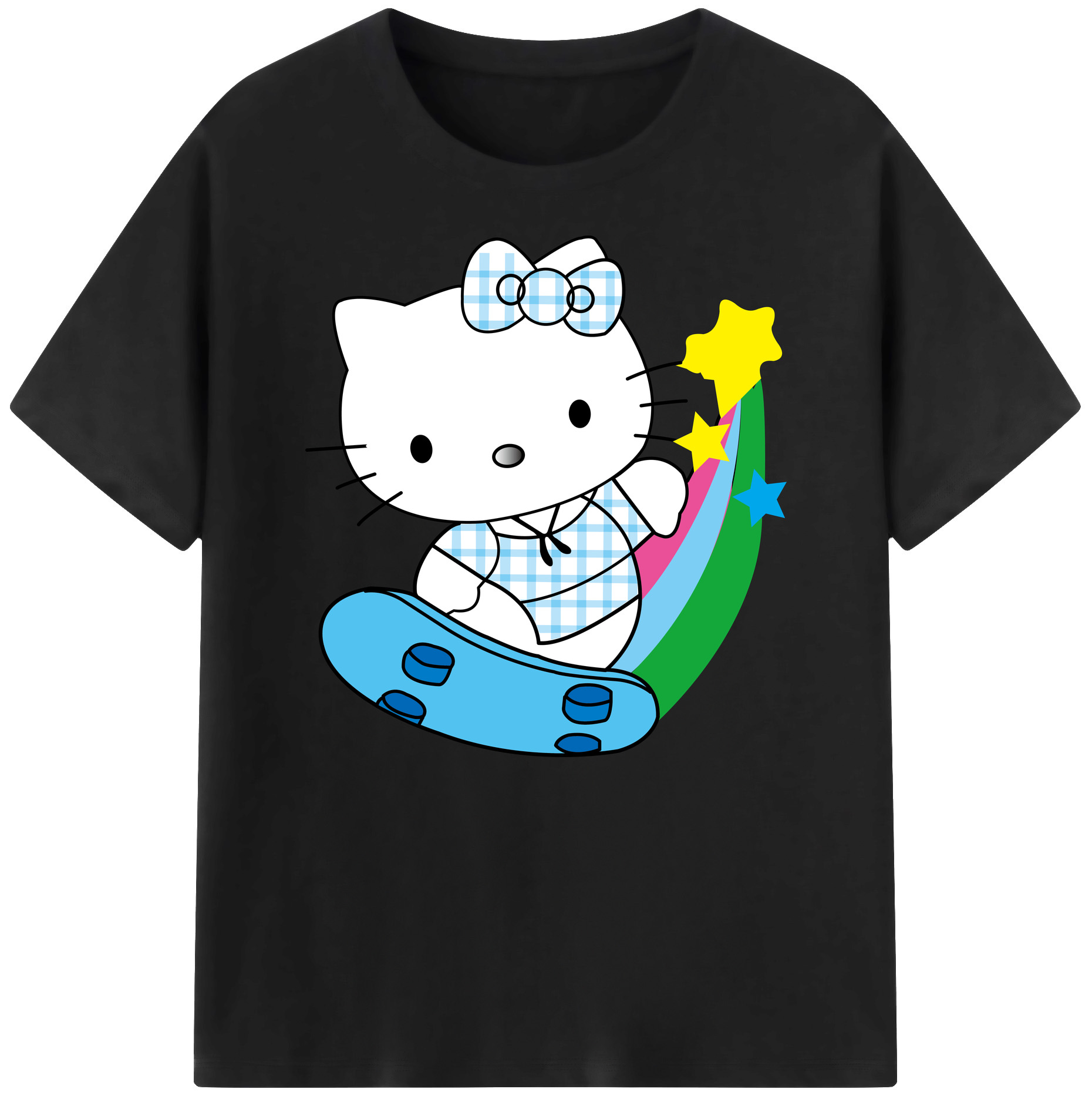 （画像用） Hello Kitty ハローキティ 綿100％ メンズ半袖Tシャツ｜肌触りやわらか＆通気性