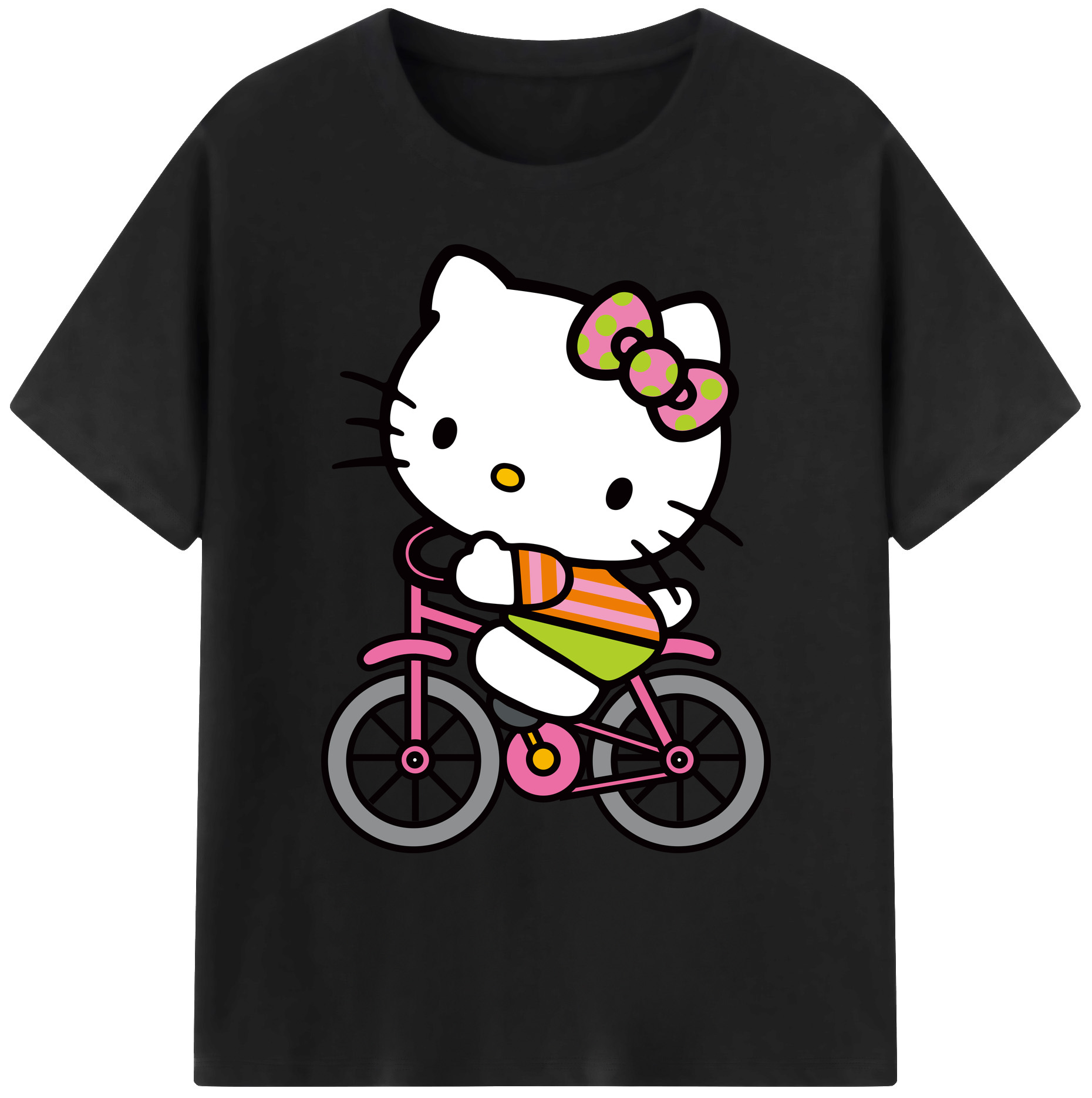 （画像用） Hello Kitty ハローキティ 綿100％ メンズ半袖Tシャツ｜肌触りやわらか＆通気性