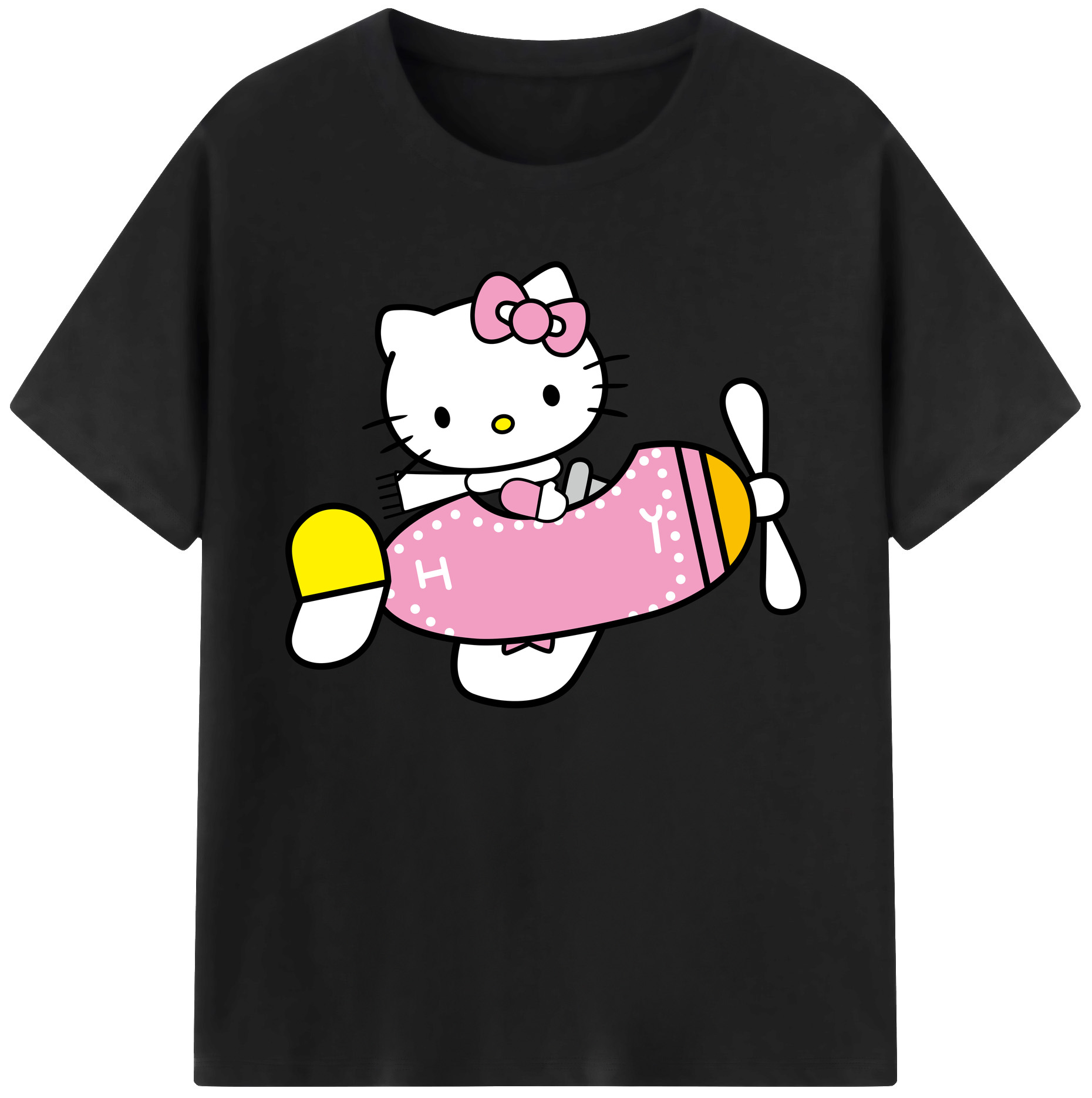 （画像用） Hello Kitty ハローキティ 綿100％ メンズ半袖Tシャツ｜肌触りやわらか＆通気性