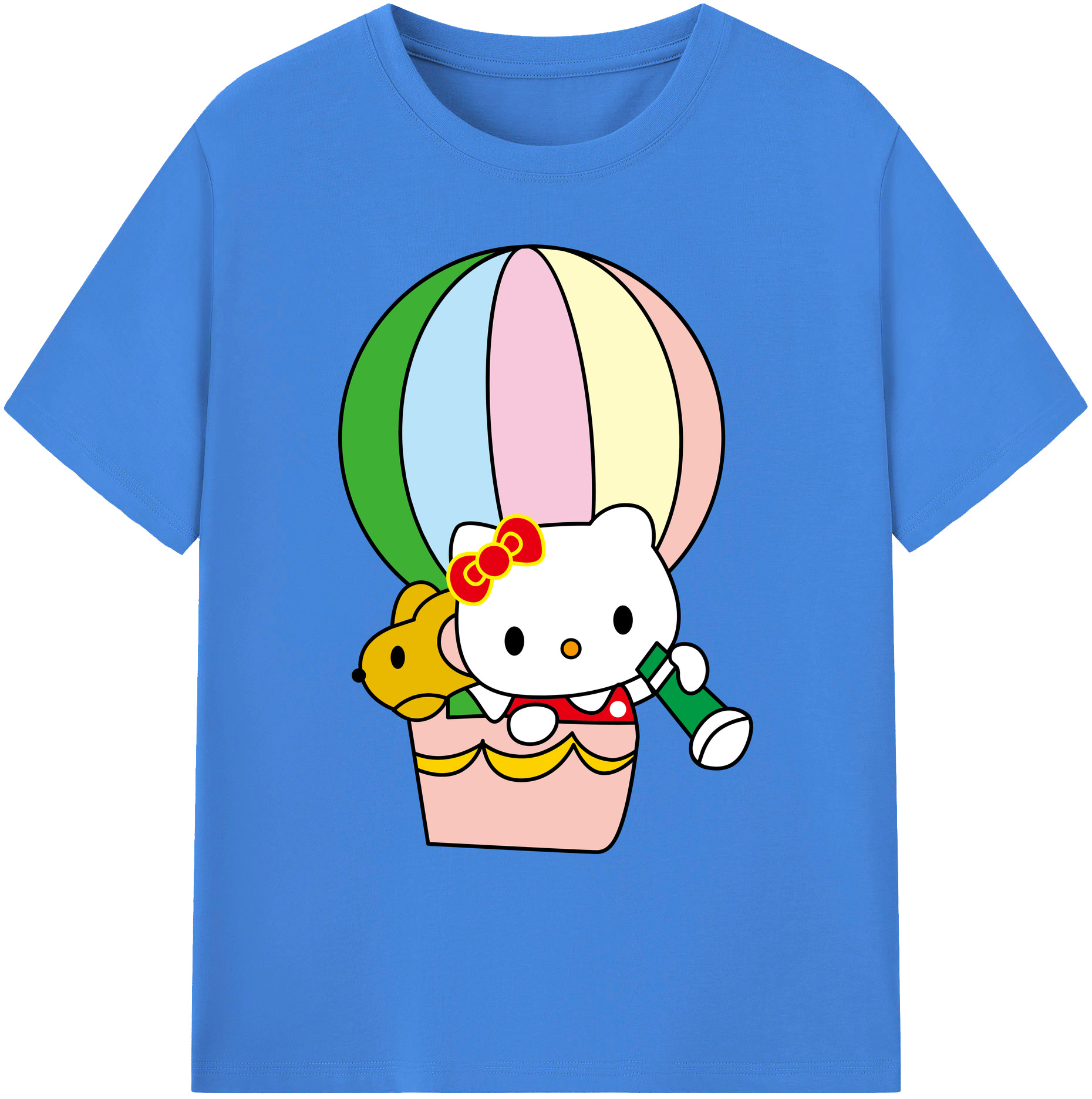 （画像用） Hello Kitty ハローキティ 綿100％ メンズ半袖Tシャツ｜肌触りやわらか＆通気性