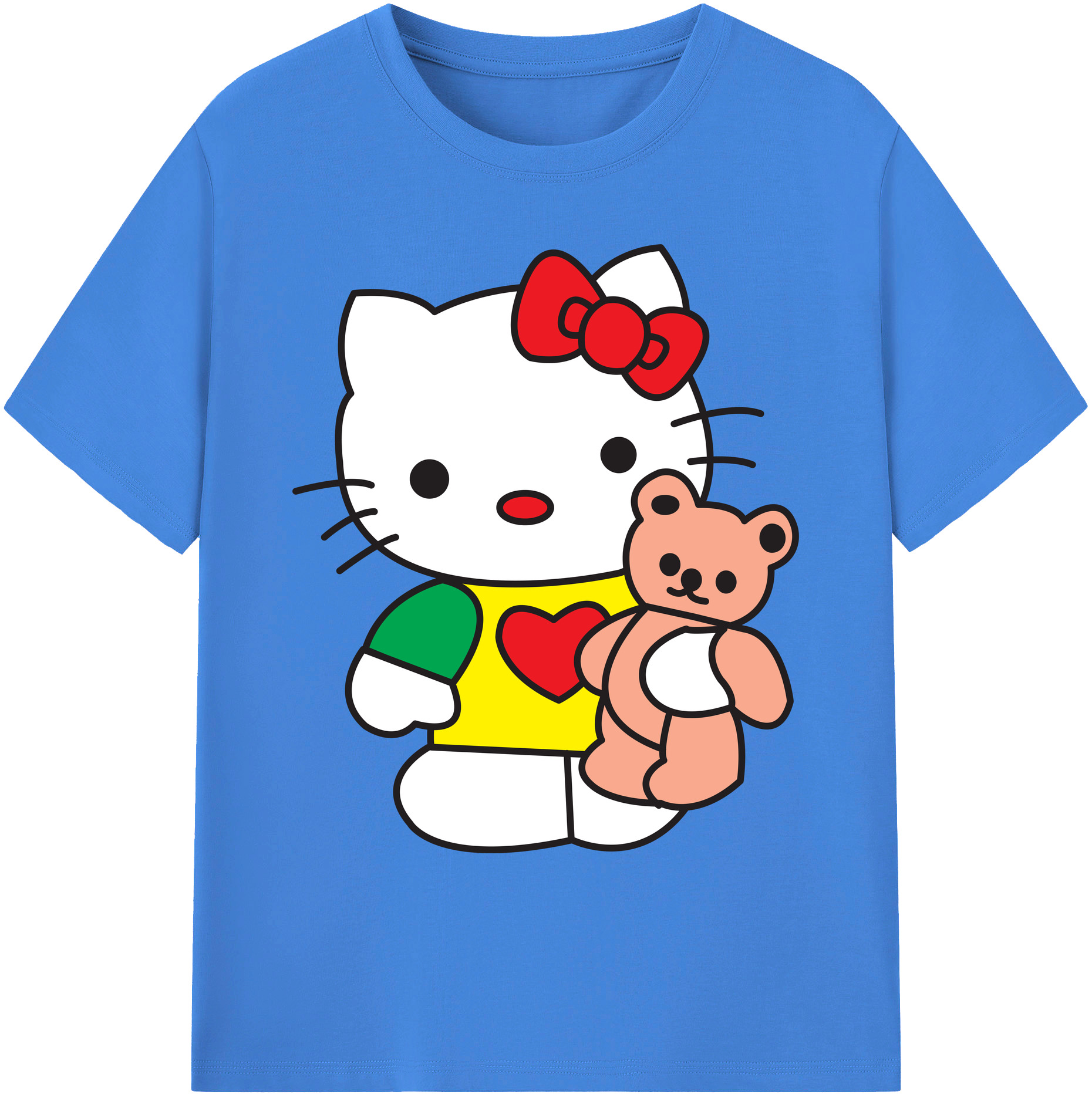 （画像用） Hello Kitty ハローキティ 綿100％ メンズ半袖Tシャツ｜肌触りやわらか＆通気性