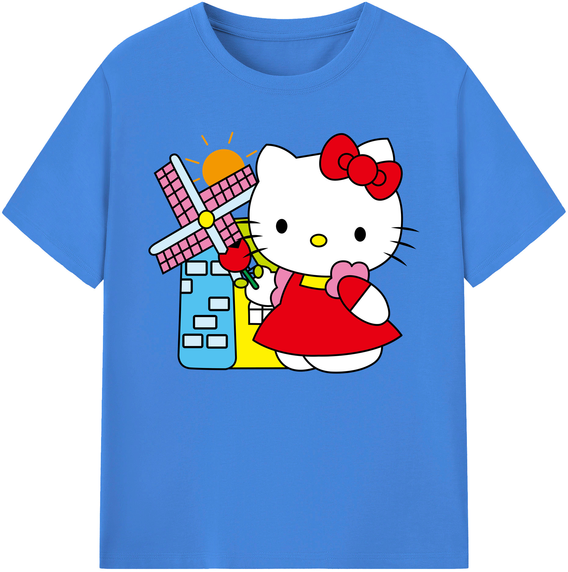 （画像用） Hello Kitty ハローキティ 綿100％ メンズ半袖Tシャツ｜肌触りやわらか＆通気性