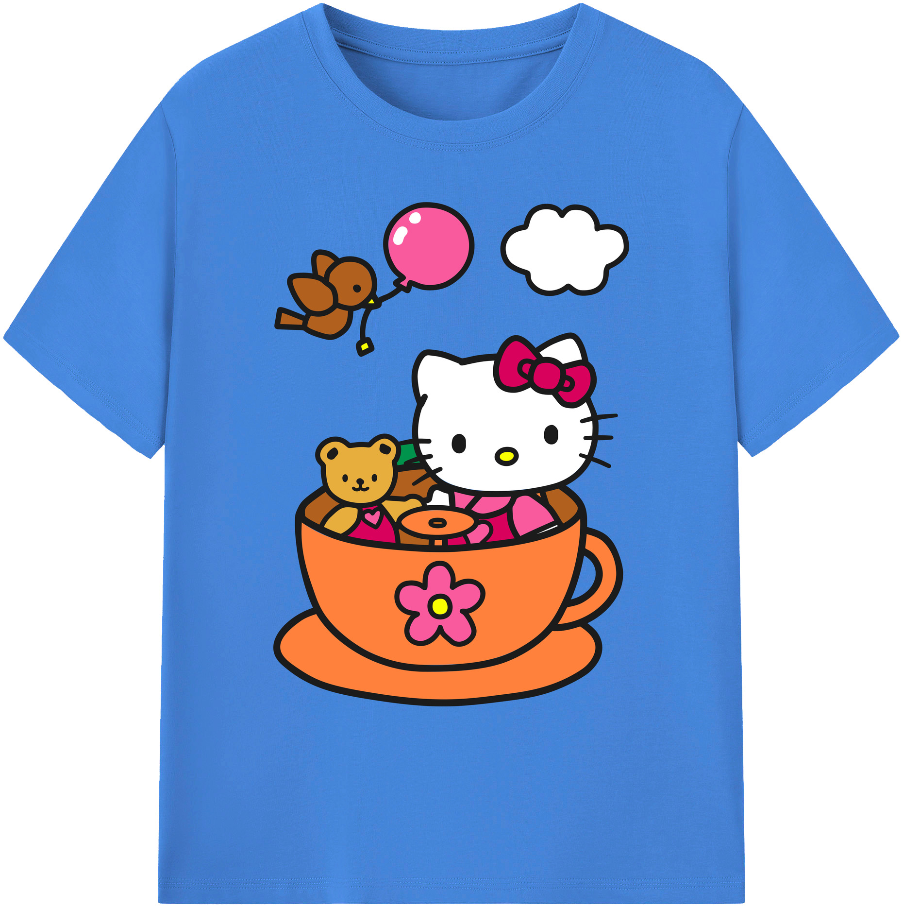 （画像用） Hello Kitty ハローキティ 綿100％ メンズ半袖Tシャツ｜肌触りやわらか＆通気性