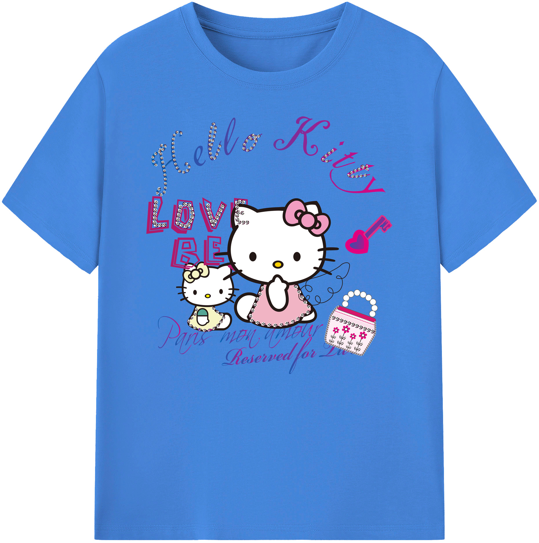 （画像用） Hello Kitty ハローキティ 綿100％ メンズ半袖Tシャツ｜肌触りやわらか＆通気性