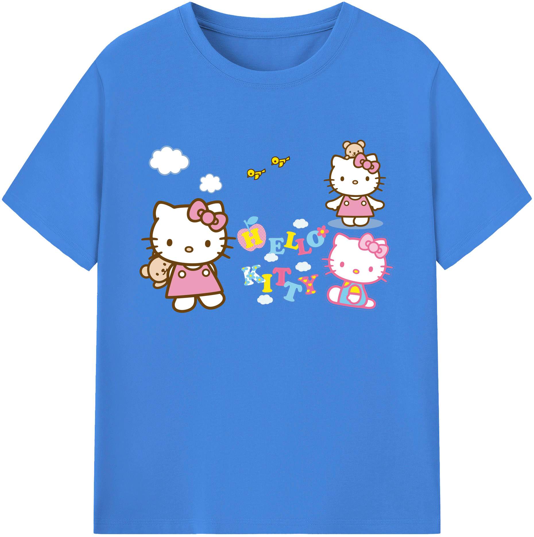 （画像用） Hello Kitty ハローキティ 綿100％ メンズ半袖Tシャツ｜肌触りやわらか＆通気性