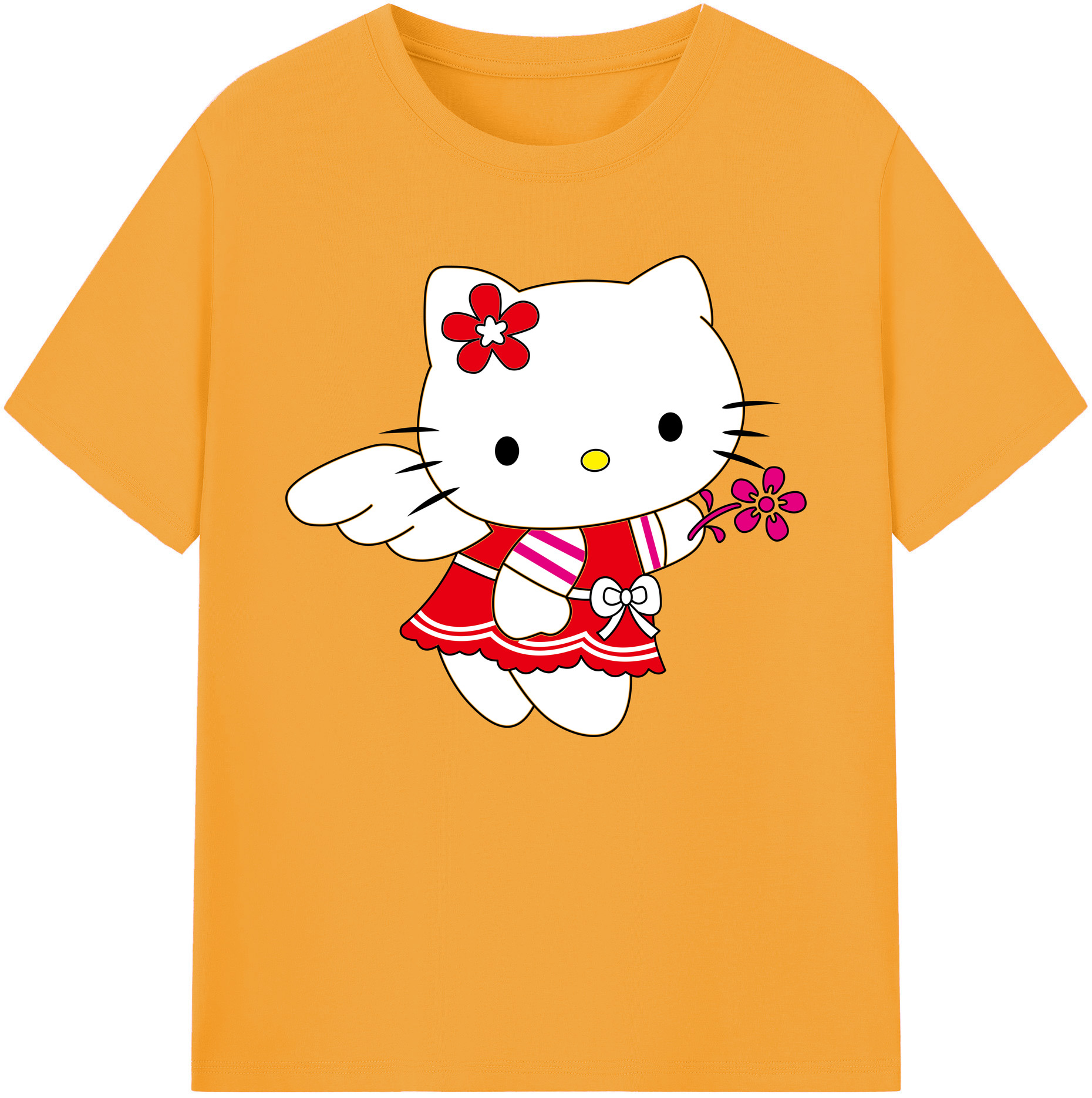 （画像用） Hello Kitty ハローキティ 綿100％ メンズ半袖Tシャツ｜肌触りやわらか＆通気性