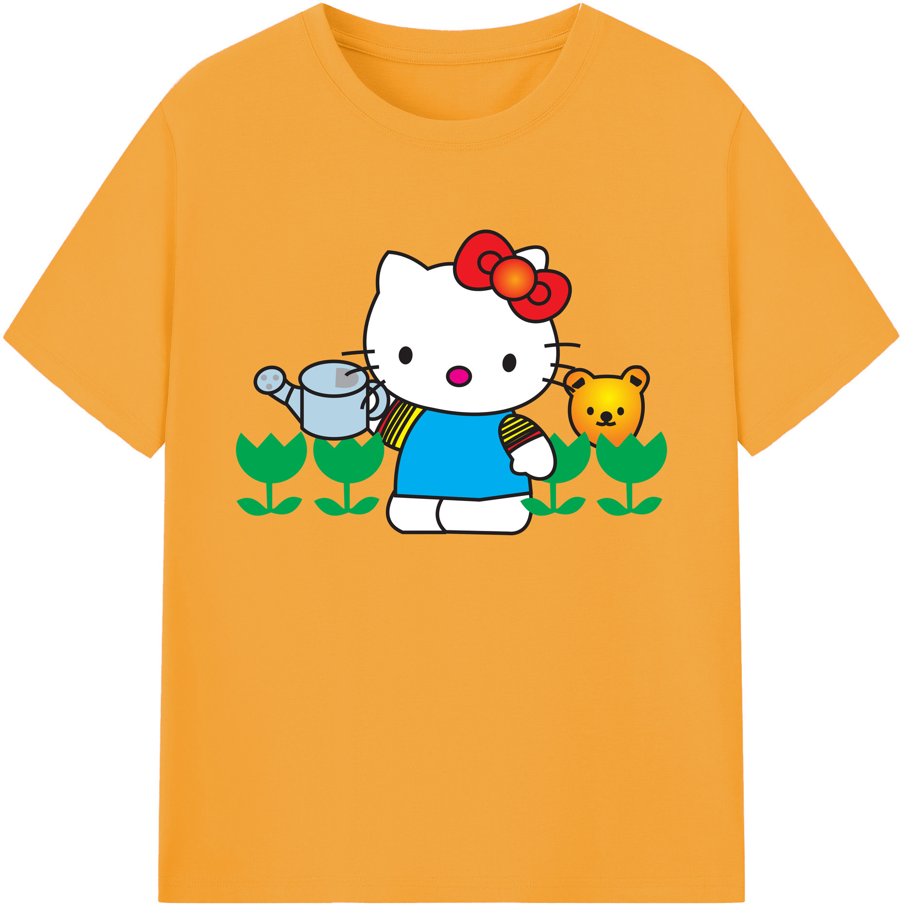 （画像用） Hello Kitty ハローキティ 綿100％ メンズ半袖Tシャツ｜肌触りやわらか＆通気性