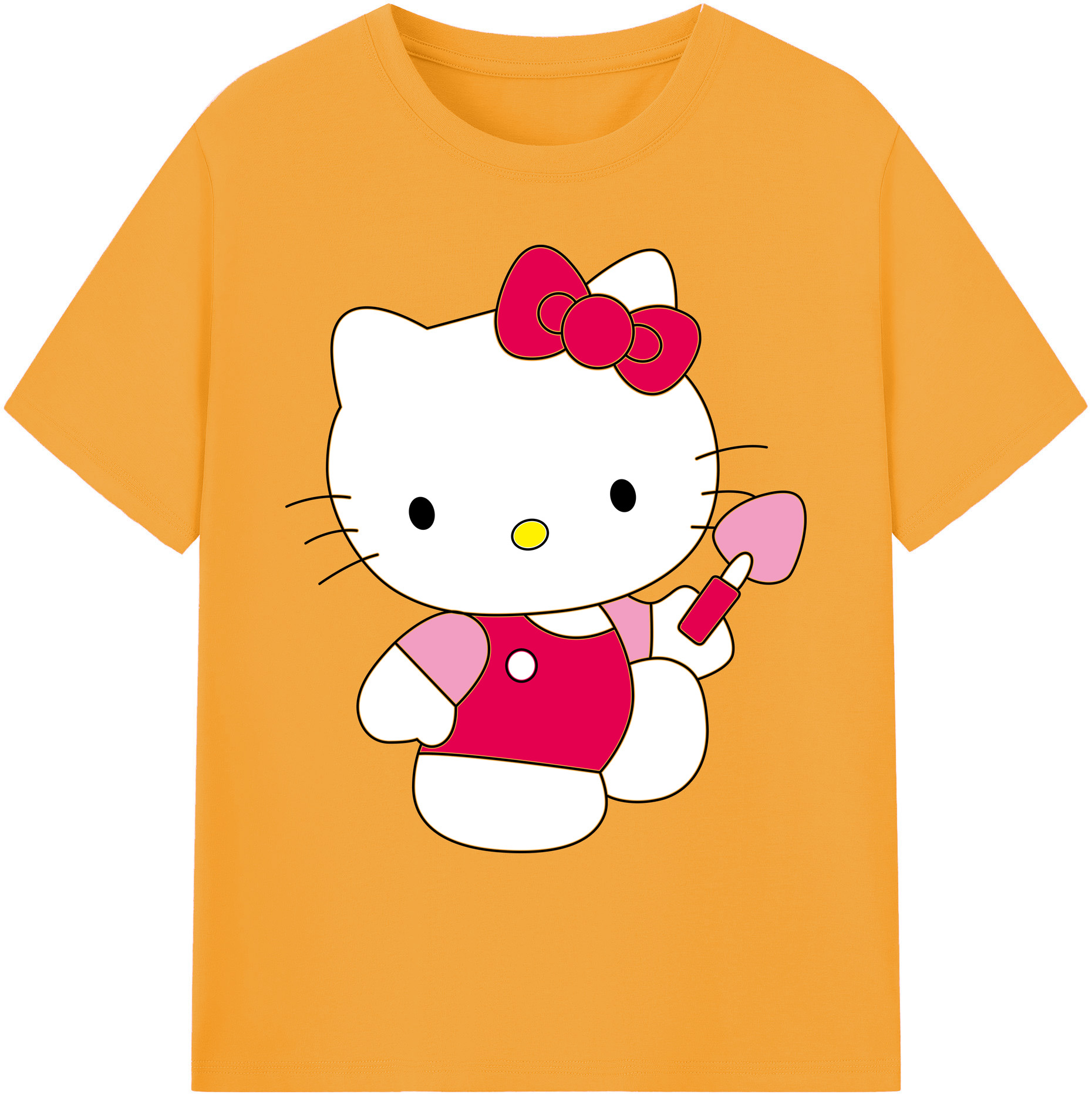 （画像用） Hello Kitty ハローキティ 綿100％ メンズ半袖Tシャツ｜肌触りやわらか＆通気性