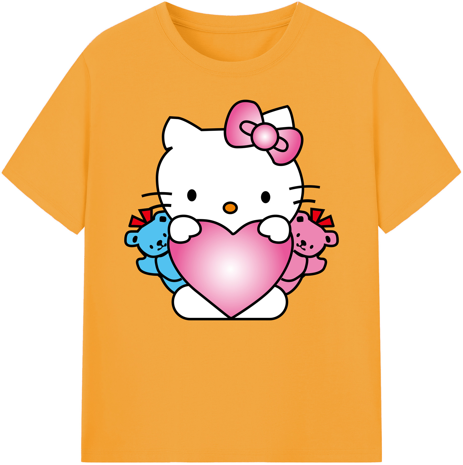 （画像用） Hello Kitty ハローキティ 綿100％ メンズ半袖Tシャツ｜肌触りやわらか＆通気性