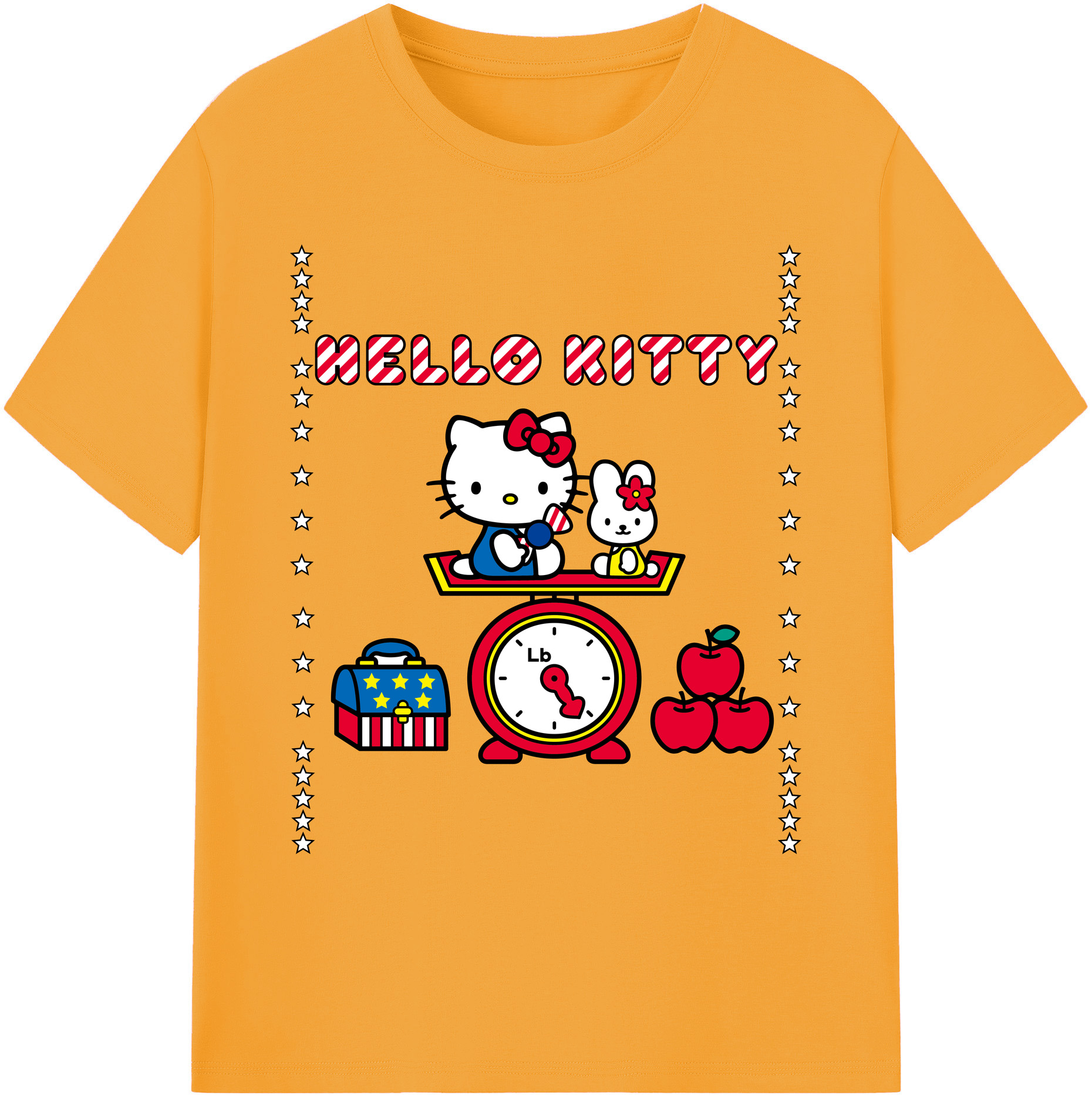 （画像用） Hello Kitty ハローキティ 綿100％ メンズ半袖Tシャツ｜肌触りやわらか＆通気性