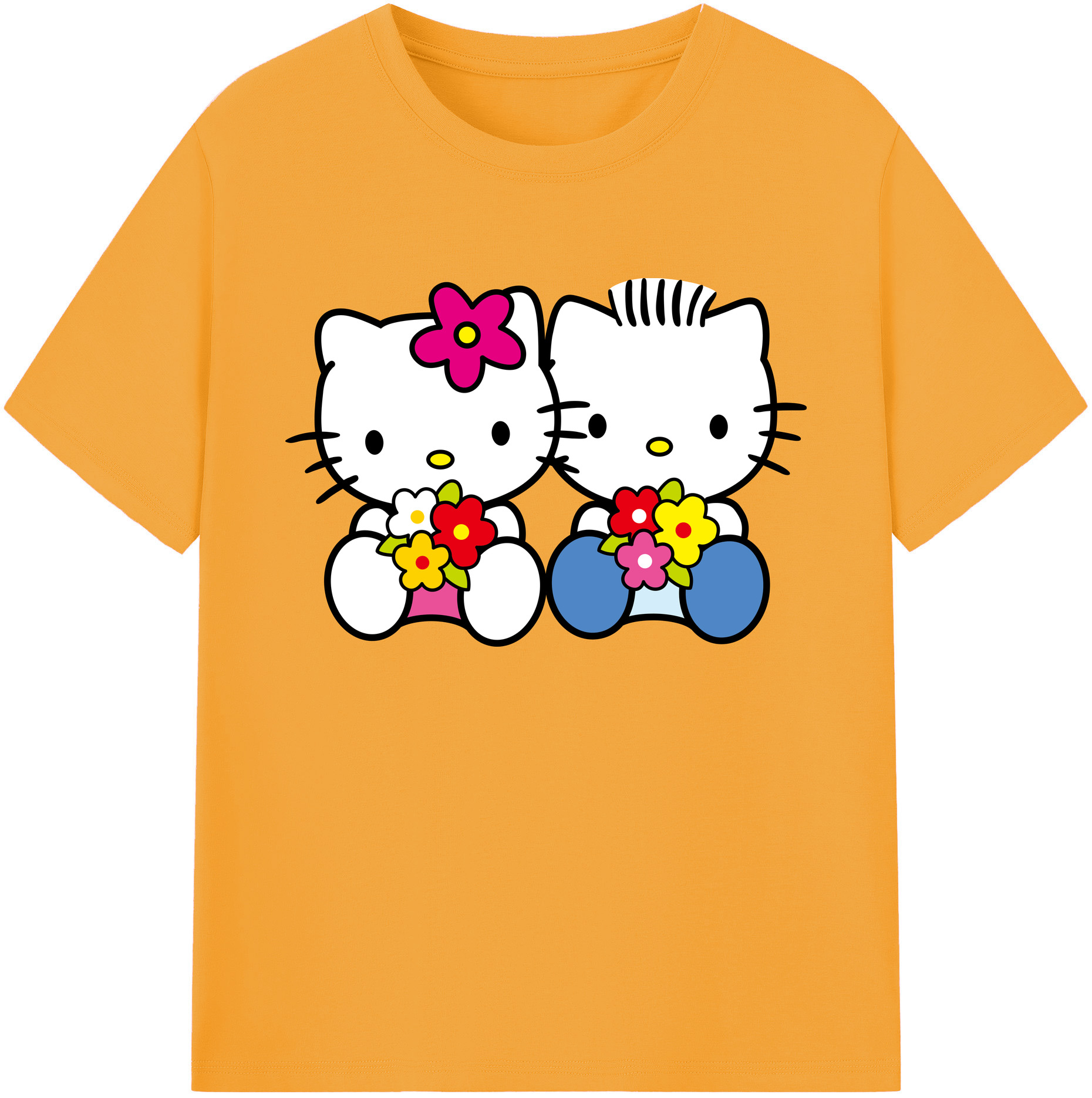 （画像用） Hello Kitty ハローキティ 綿100％ メンズ半袖Tシャツ｜肌触りやわらか＆通気性