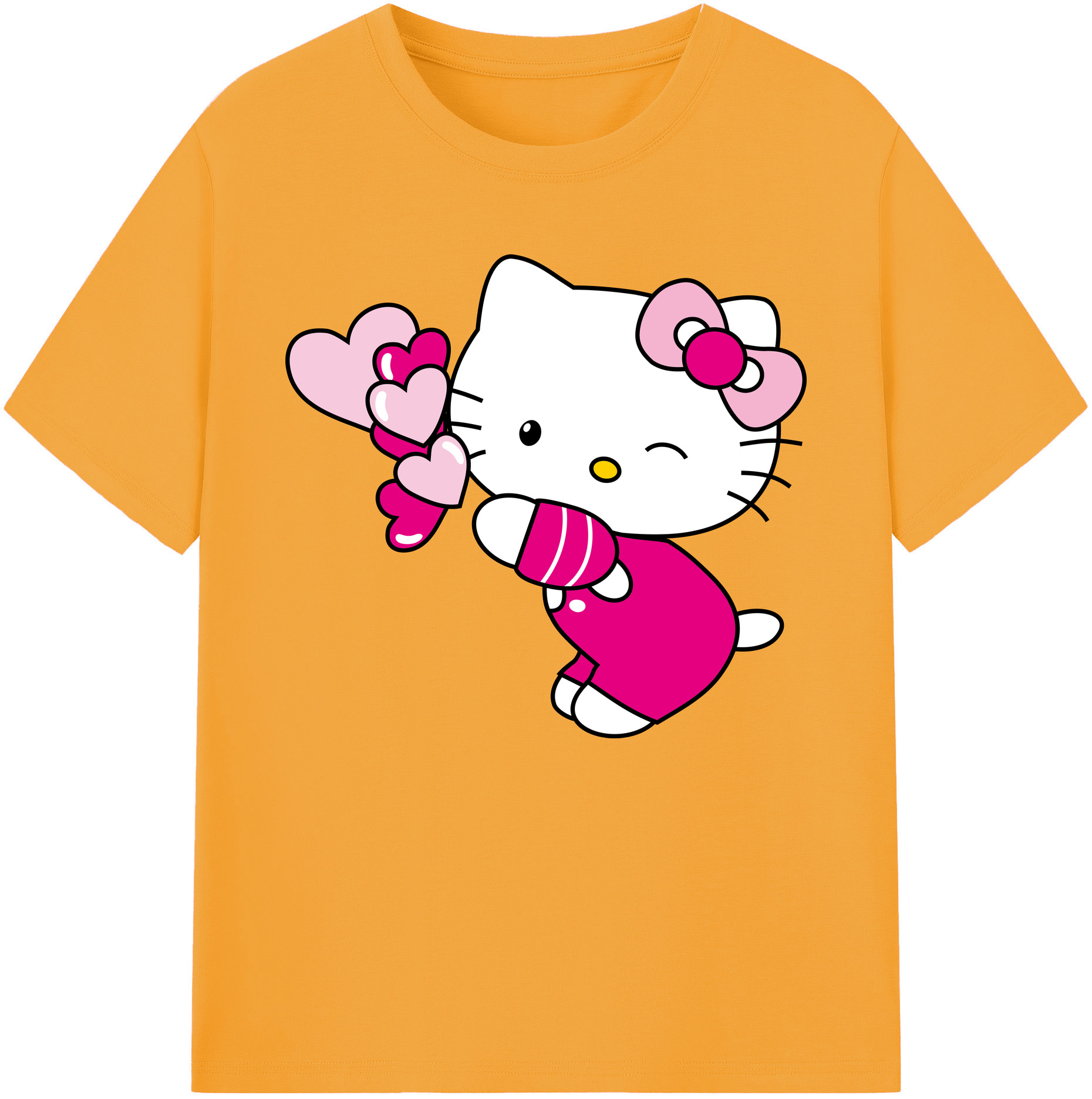 （画像用） Hello Kitty ハローキティ 綿100％ メンズ半袖Tシャツ｜肌触りやわらか＆通気性