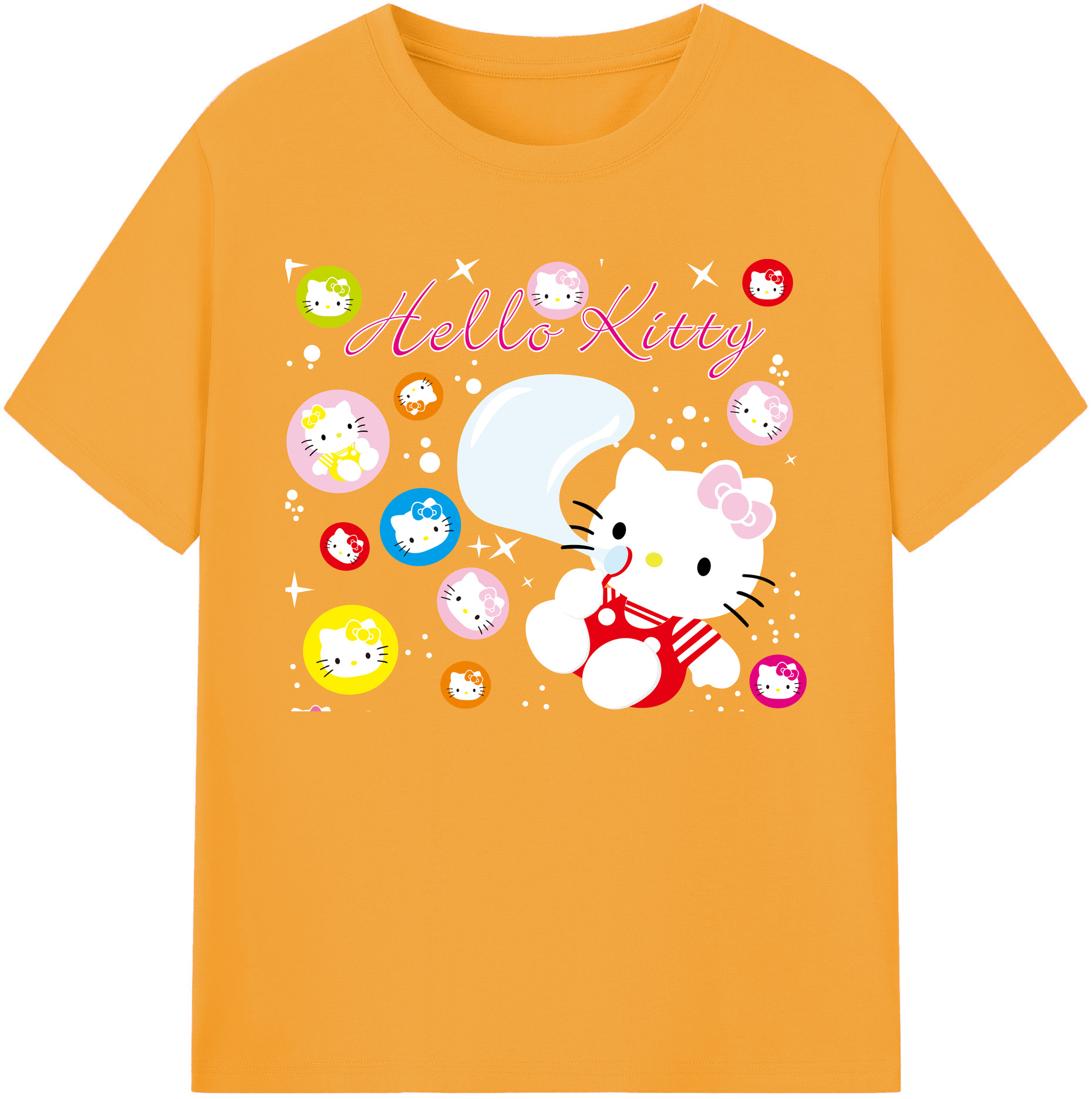（画像用） Hello Kitty ハローキティ 綿100％ メンズ半袖Tシャツ｜肌触りやわらか＆通気性