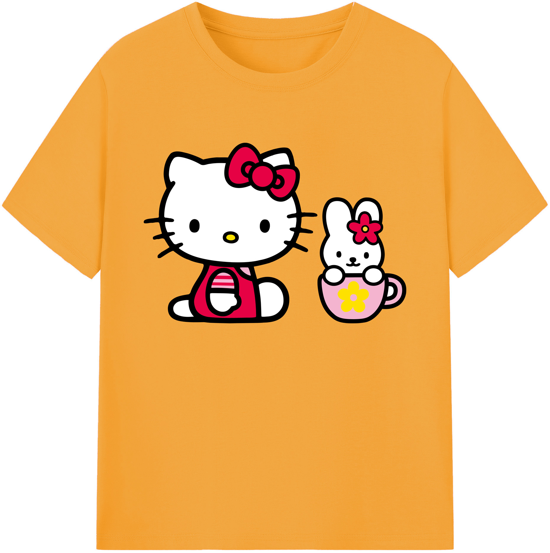 （画像用） Hello Kitty ハローキティ 綿100％ メンズ半袖Tシャツ｜肌触りやわらか＆通気性