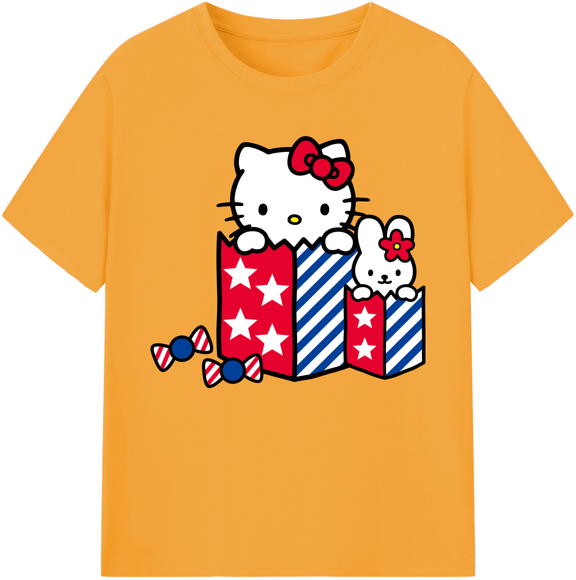 （画像用） Hello Kitty ハローキティ 綿100％ メンズ半袖Tシャツ｜肌触りやわらか＆通気性