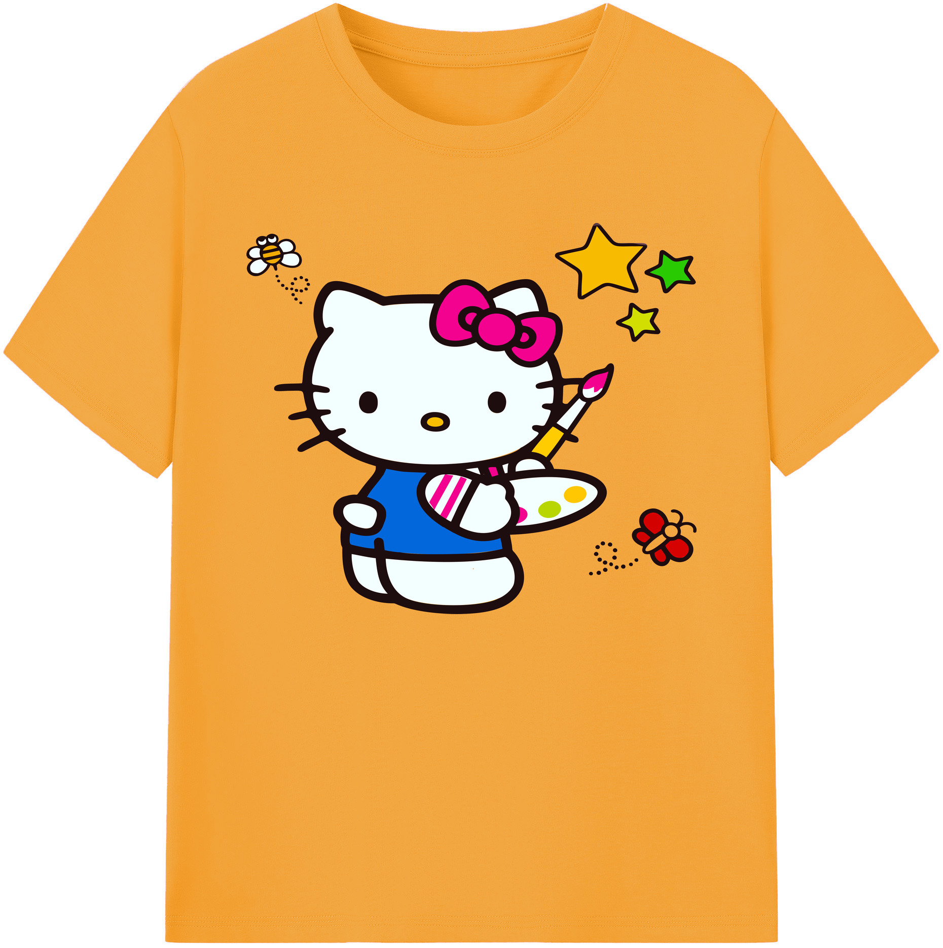 （画像用） Hello Kitty ハローキティ 綿100％ メンズ半袖Tシャツ｜肌触りやわらか＆通気性