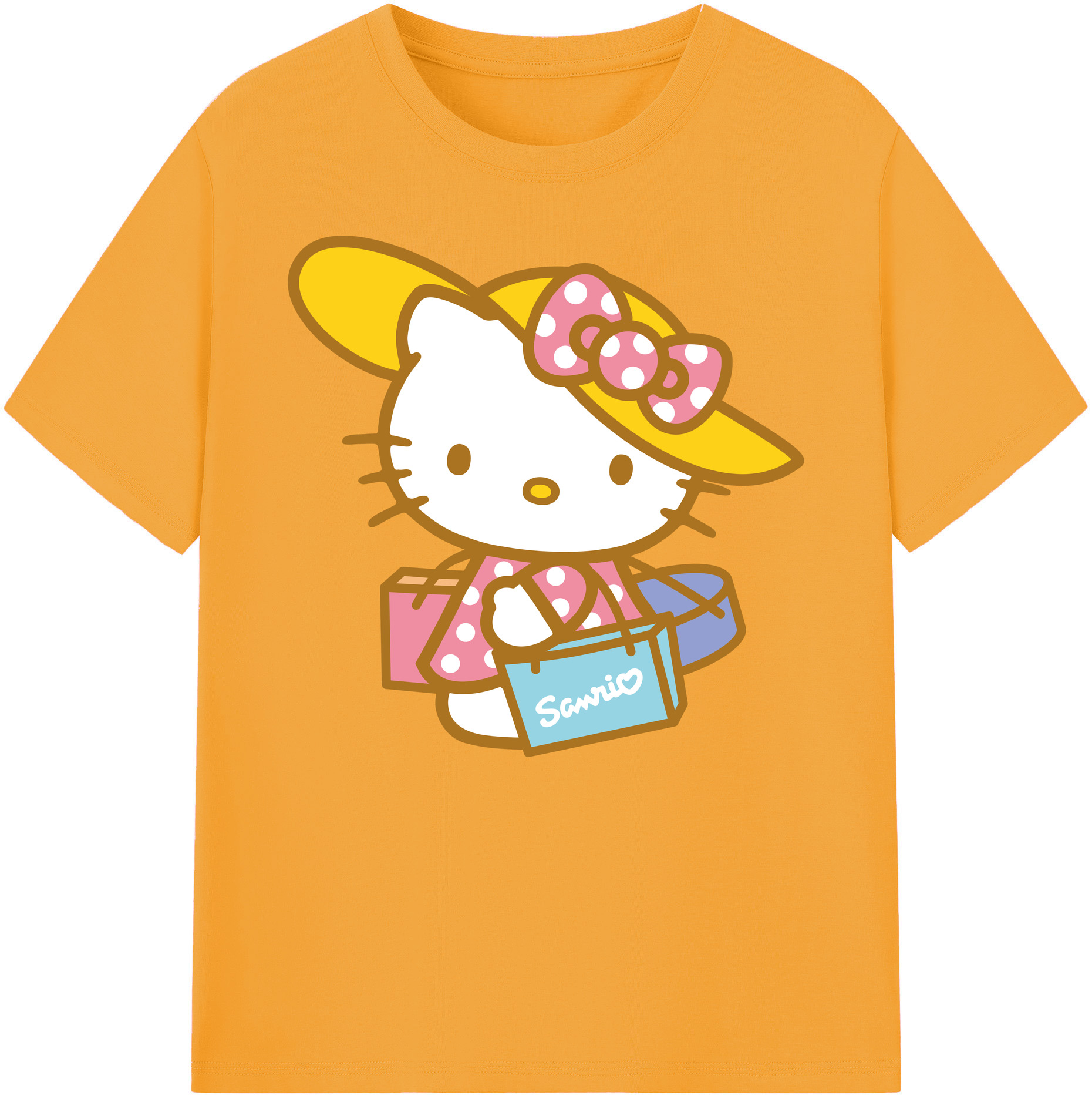 （画像用） Hello Kitty ハローキティ 綿100％ メンズ半袖Tシャツ｜肌触りやわらか＆通気性