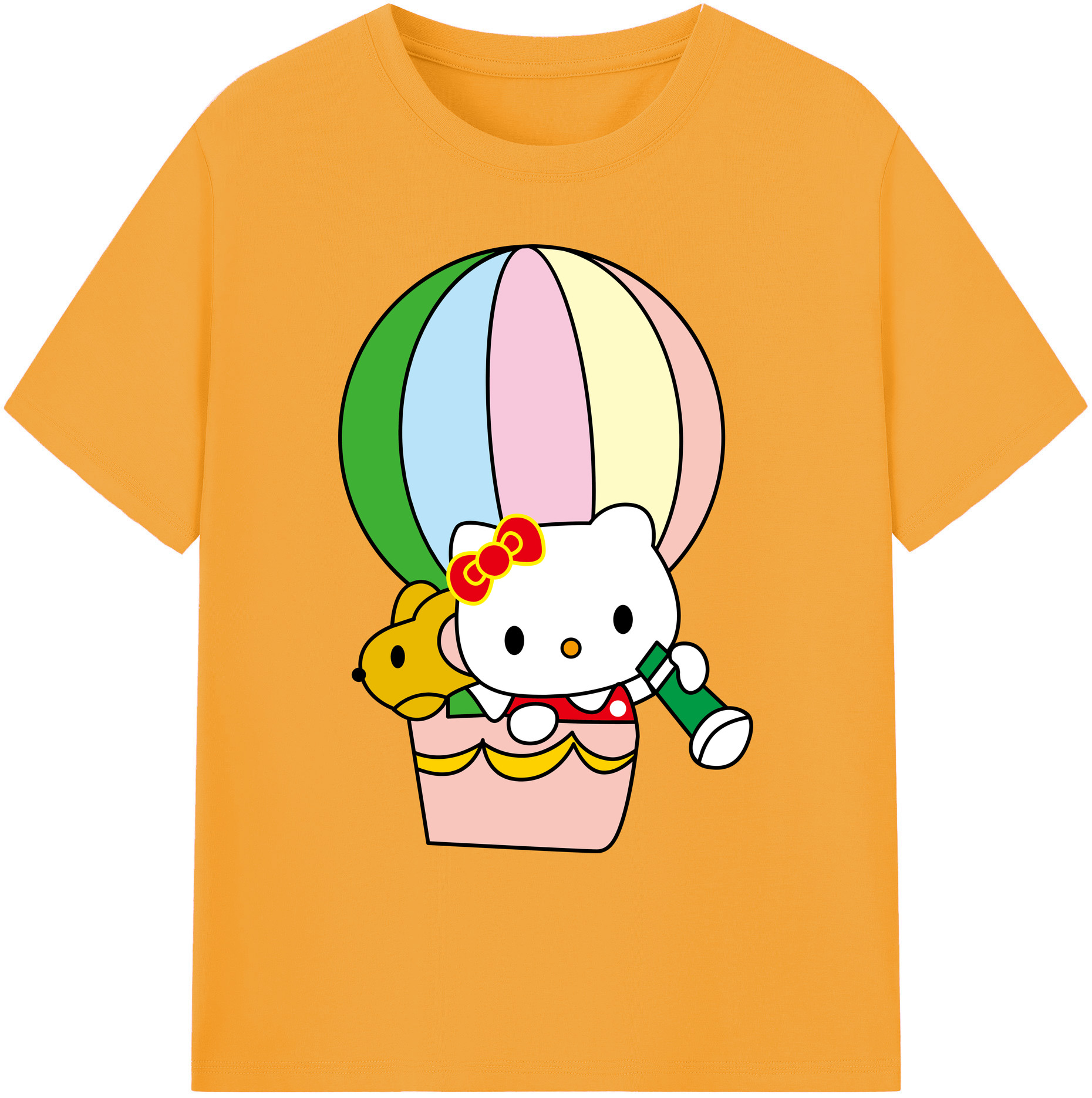 （画像用） Hello Kitty ハローキティ 綿100％ メンズ半袖Tシャツ｜肌触りやわらか＆通気性