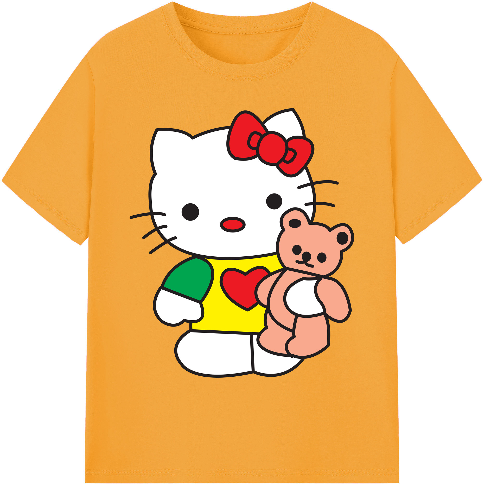 （画像用） Hello Kitty ハローキティ 綿100％ メンズ半袖Tシャツ｜肌触りやわらか＆通気性