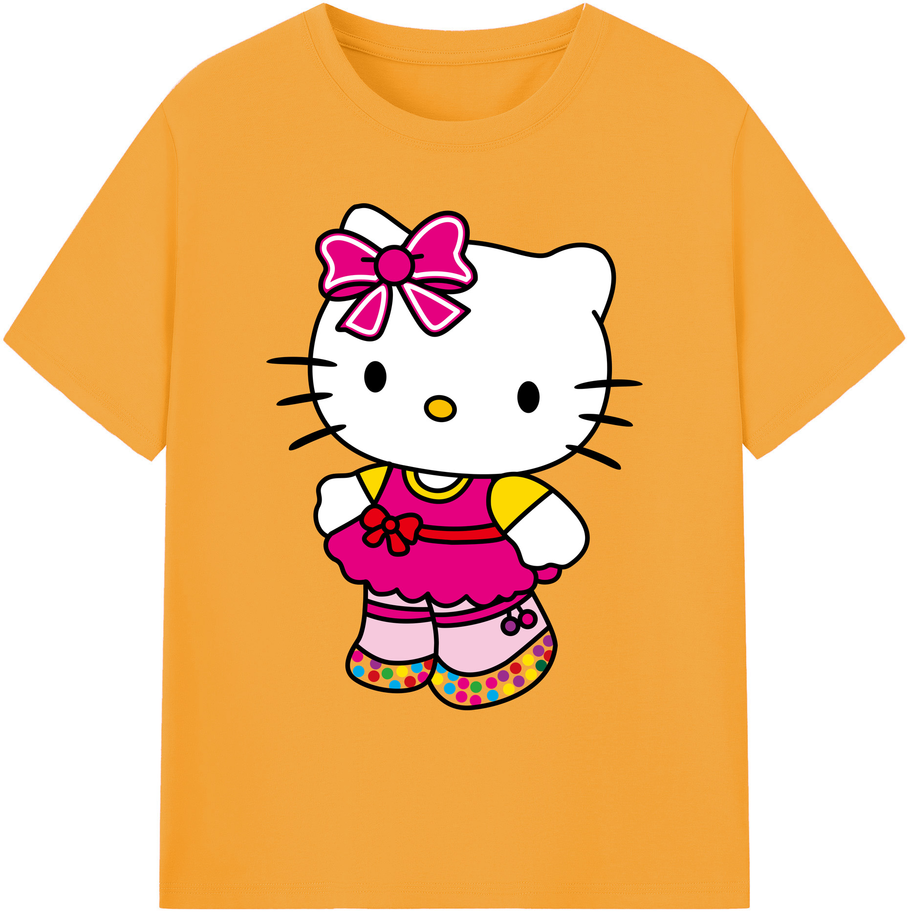 （画像用） Hello Kitty ハローキティ 綿100％ メンズ半袖Tシャツ｜肌触りやわらか＆通気性