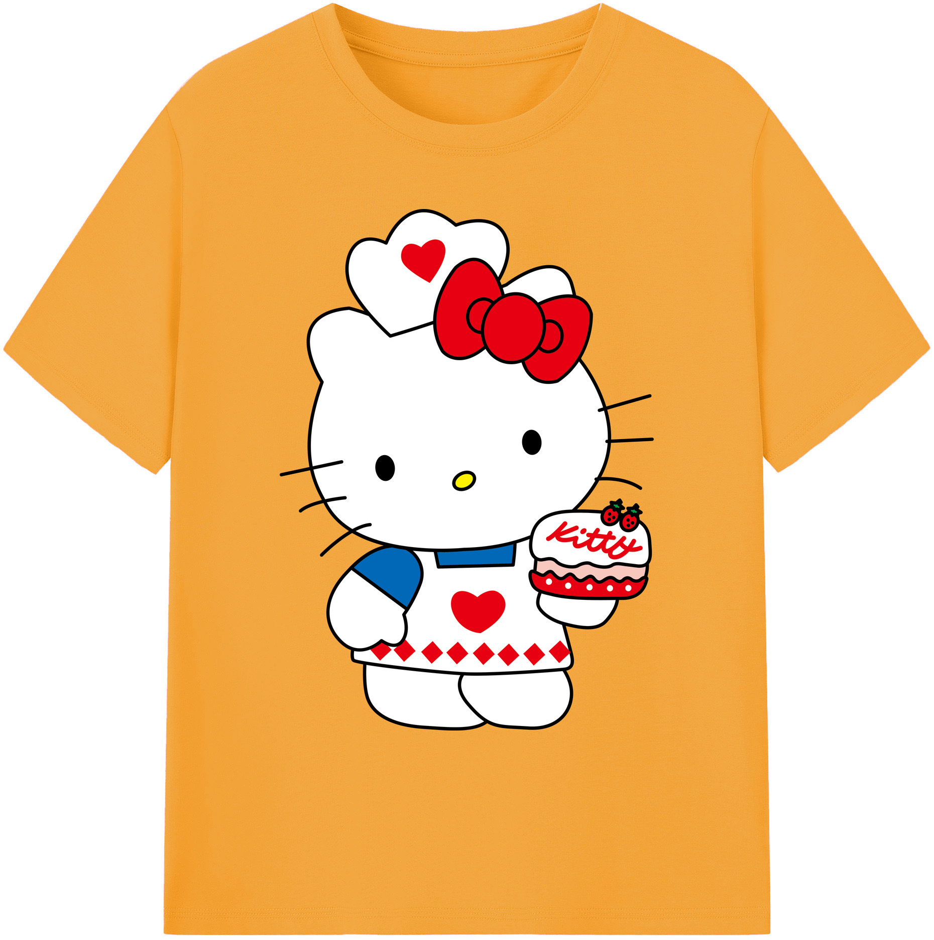 （画像用） Hello Kitty ハローキティ 綿100％ メンズ半袖Tシャツ｜肌触りやわらか＆通気性