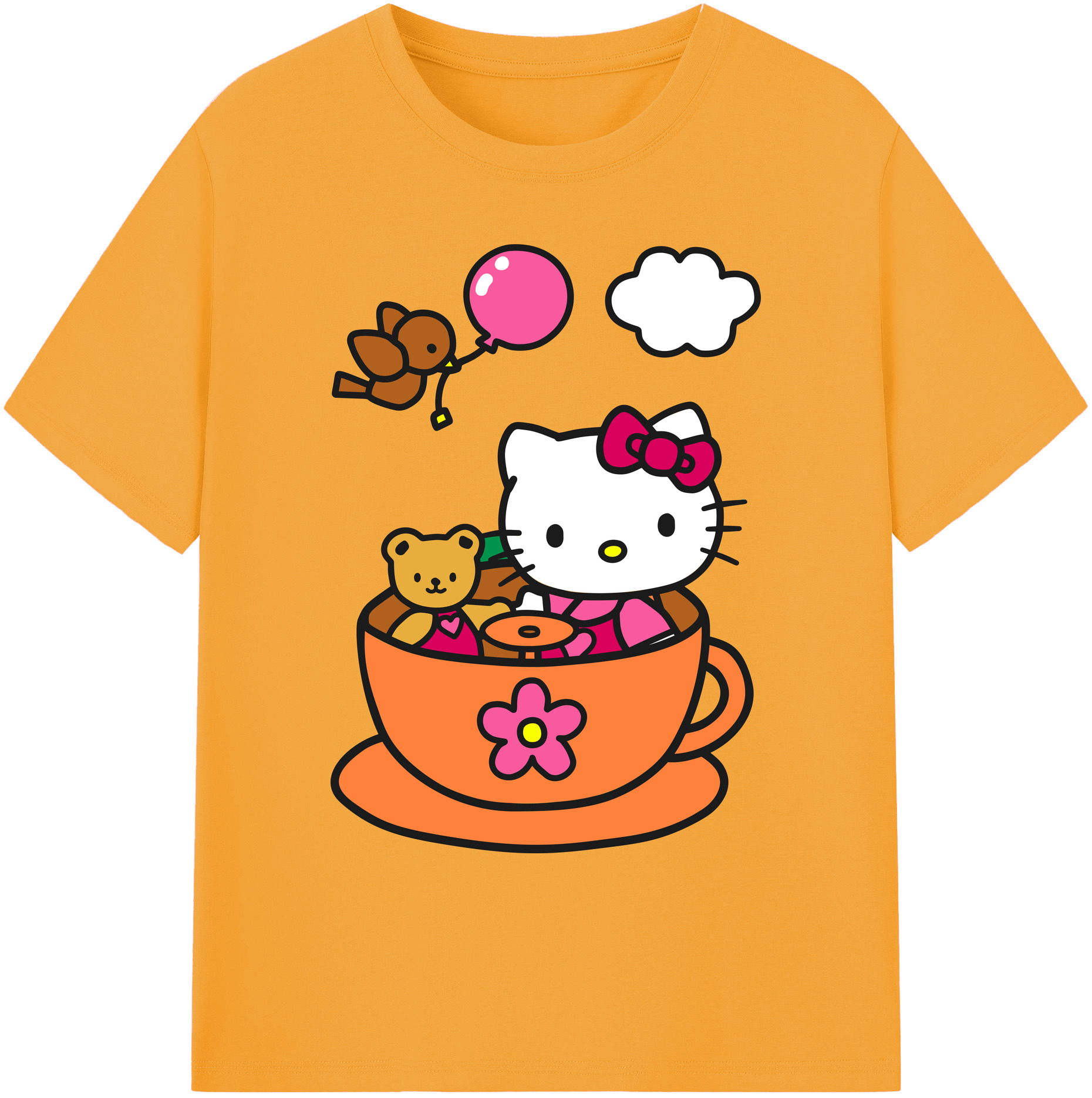 （画像用） Hello Kitty ハローキティ 綿100％ メンズ半袖Tシャツ｜肌触りやわらか＆通気性