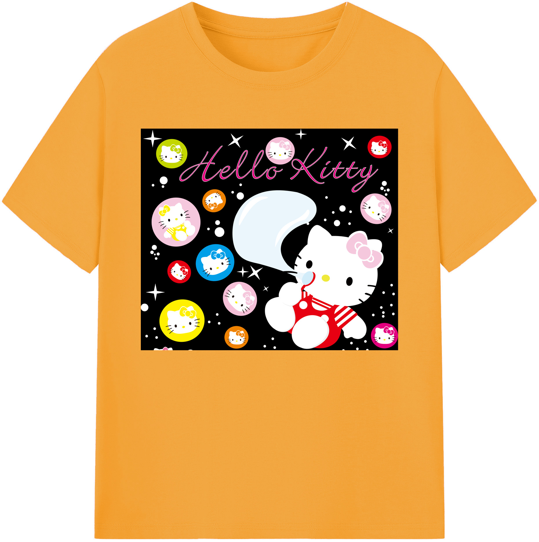 （画像用） Hello Kitty ハローキティ 綿100％ メンズ半袖Tシャツ｜肌触りやわらか＆通気性
