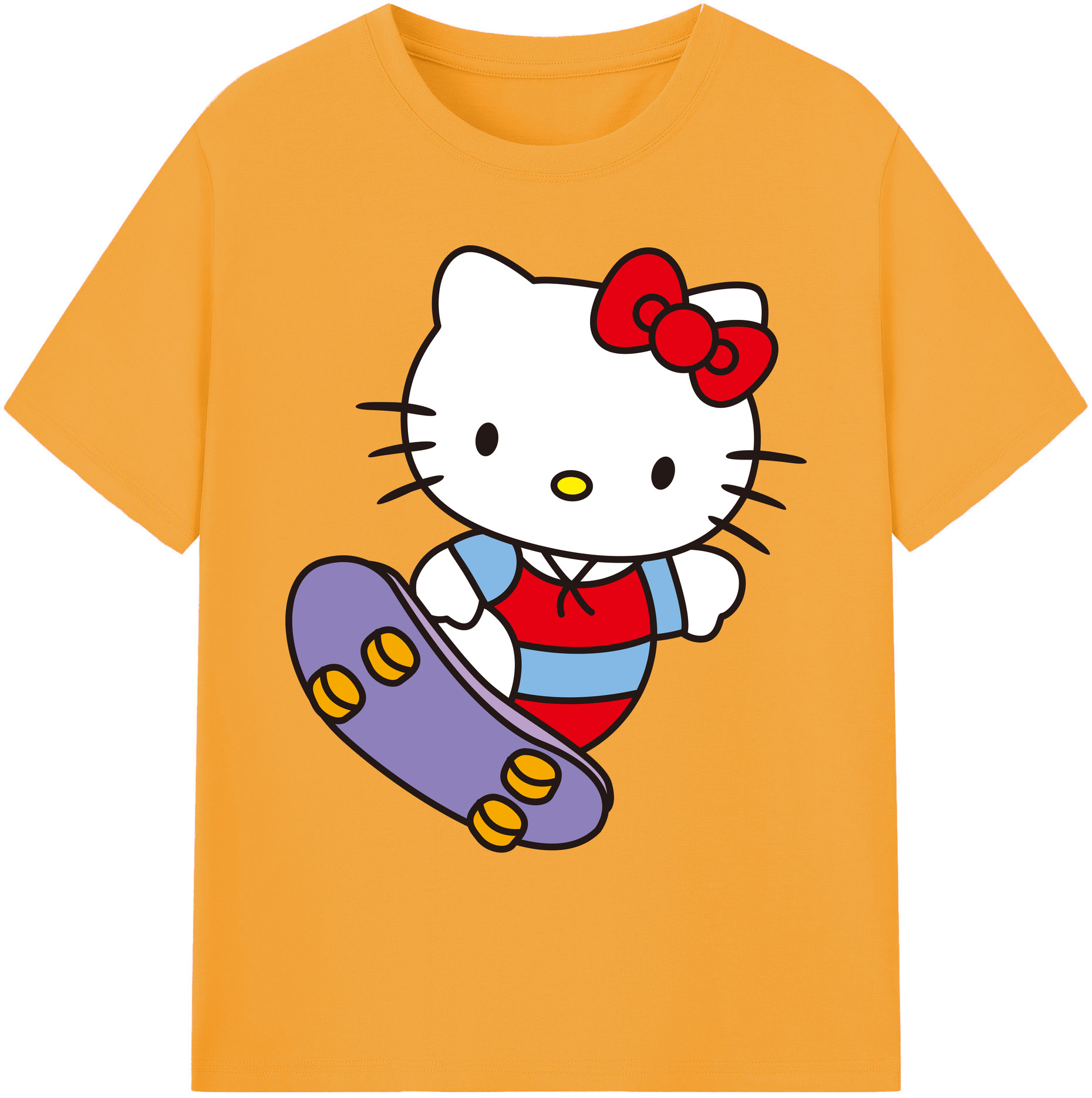 （画像用） Hello Kitty ハローキティ 綿100％ メンズ半袖Tシャツ｜肌触りやわらか＆通気性