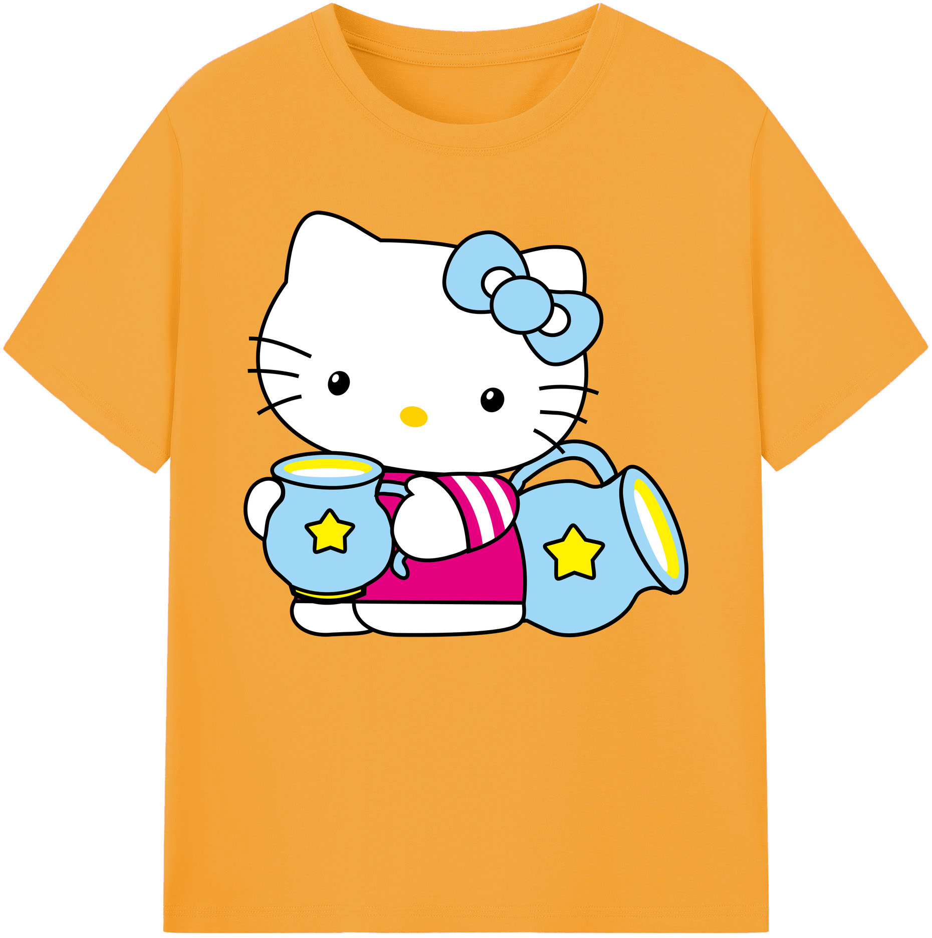 （画像用） Hello Kitty ハローキティ 綿100％ メンズ半袖Tシャツ｜肌触りやわらか＆通気性