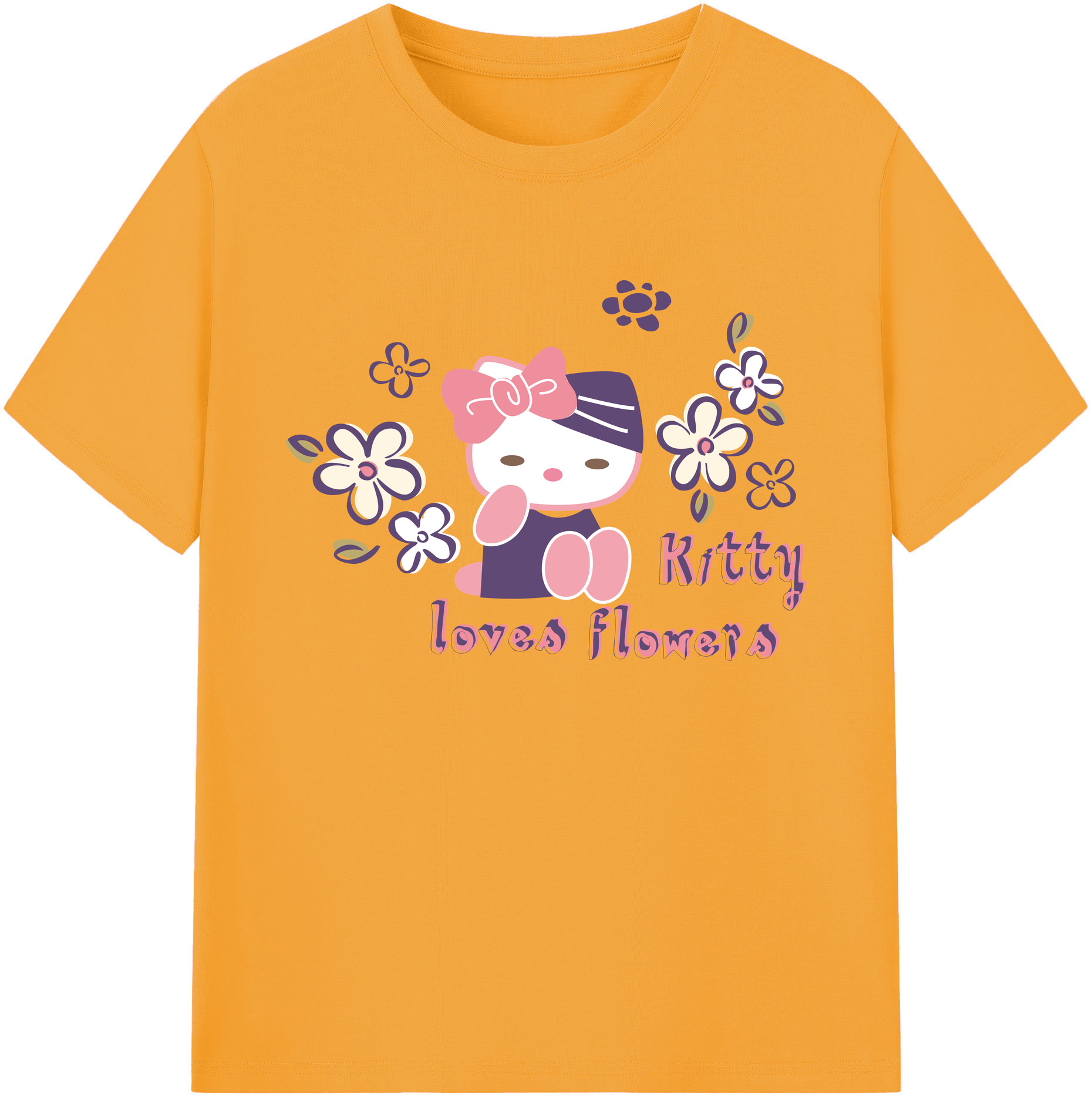 （画像用） Hello Kitty ハローキティ 綿100％ メンズ半袖Tシャツ｜肌触りやわらか＆通気性