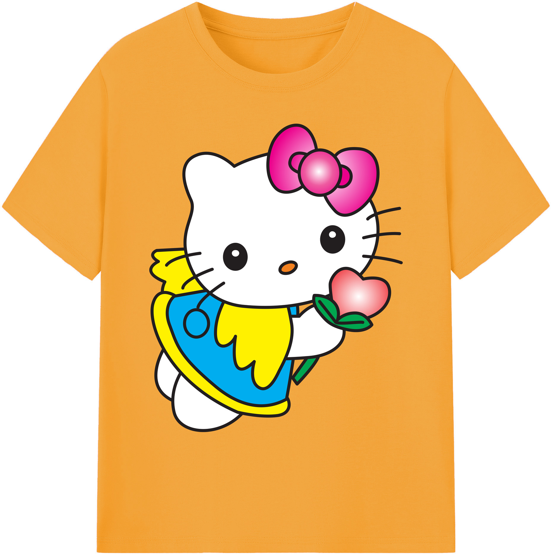（画像用） Hello Kitty ハローキティ 綿100％ メンズ半袖Tシャツ｜肌触りやわらか＆通気性