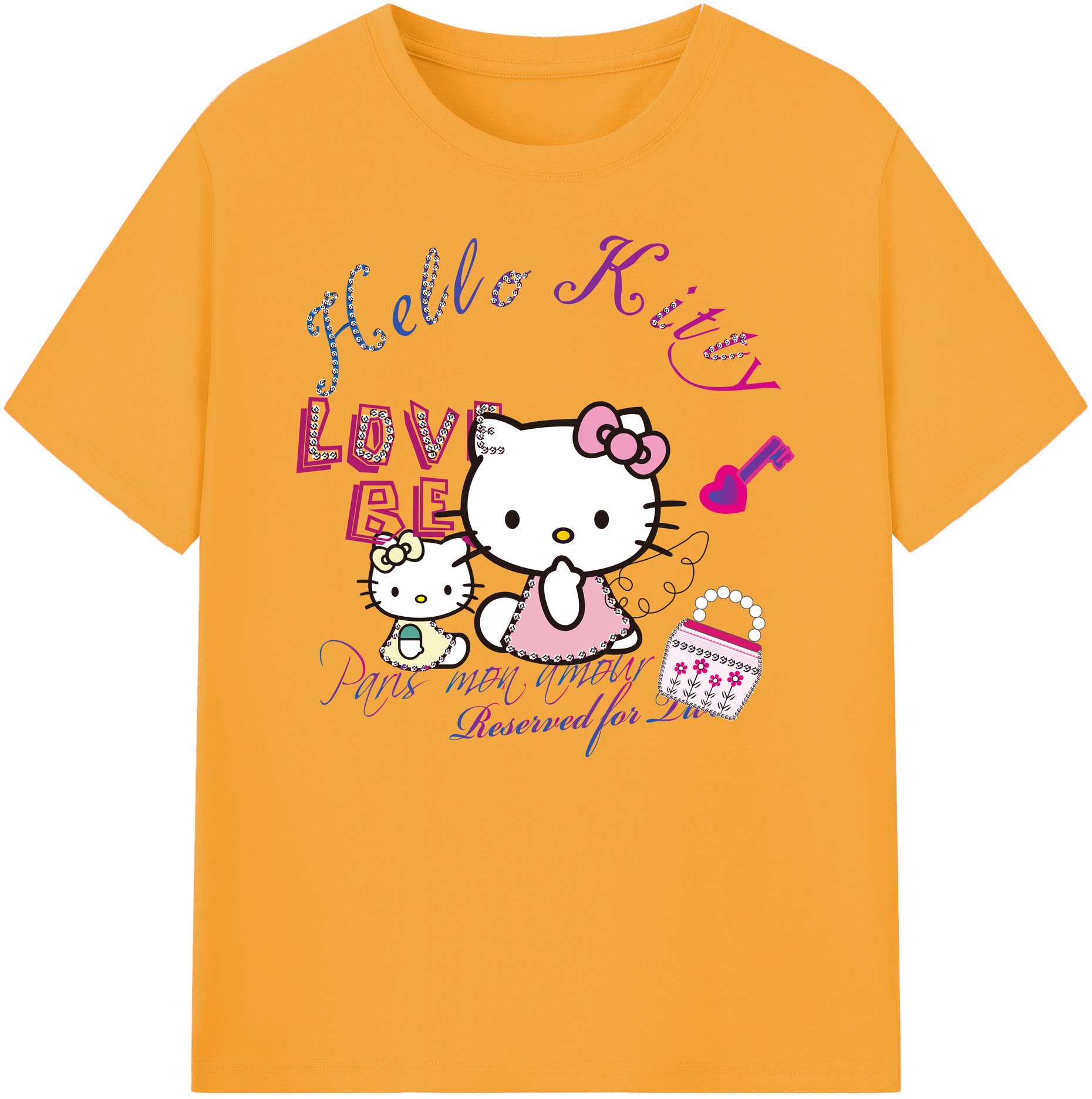（画像用） Hello Kitty ハローキティ 綿100％ メンズ半袖Tシャツ｜肌触りやわらか＆通気性