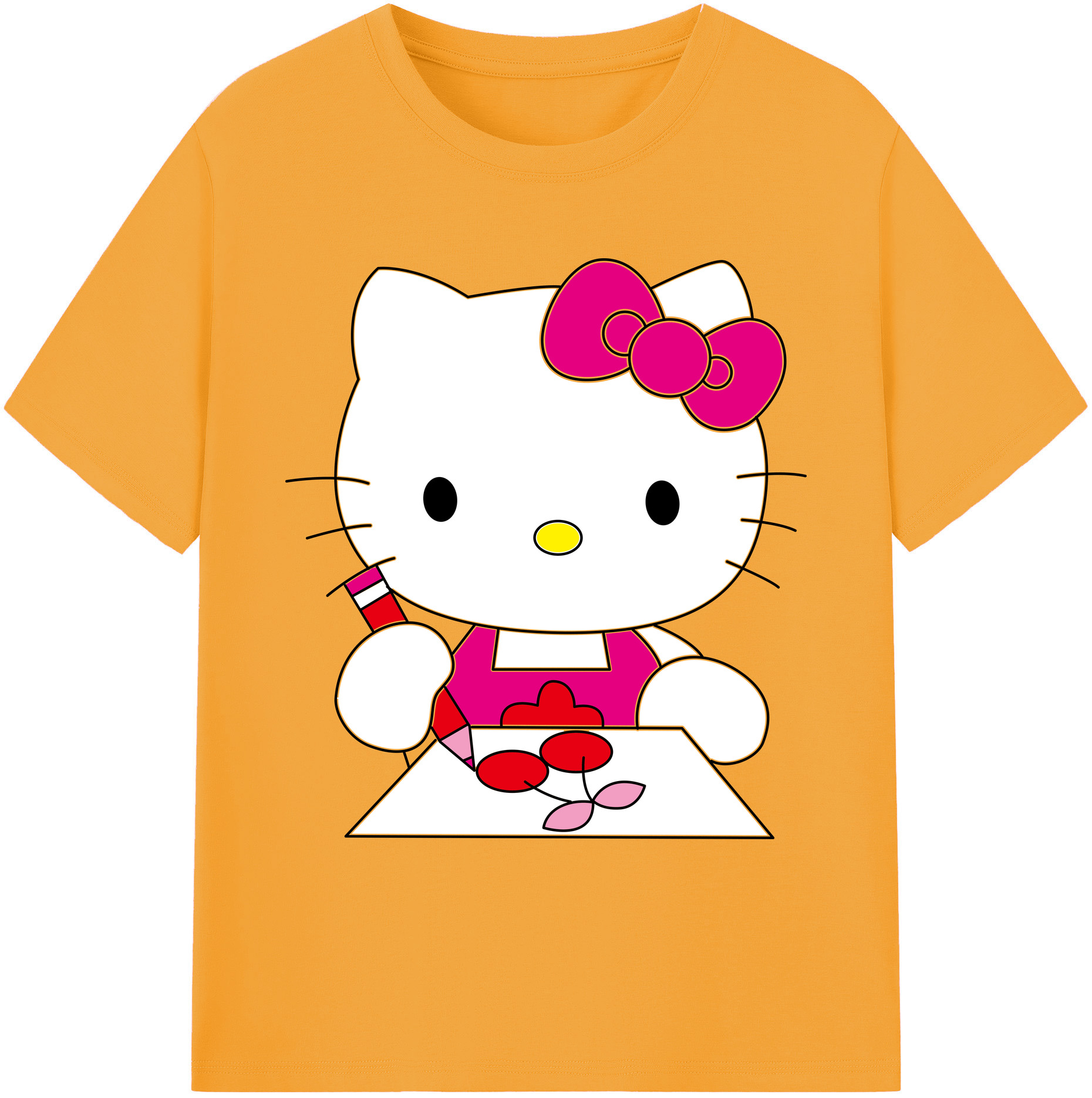 （画像用） Hello Kitty ハローキティ 綿100％ メンズ半袖Tシャツ｜肌触りやわらか＆通気性