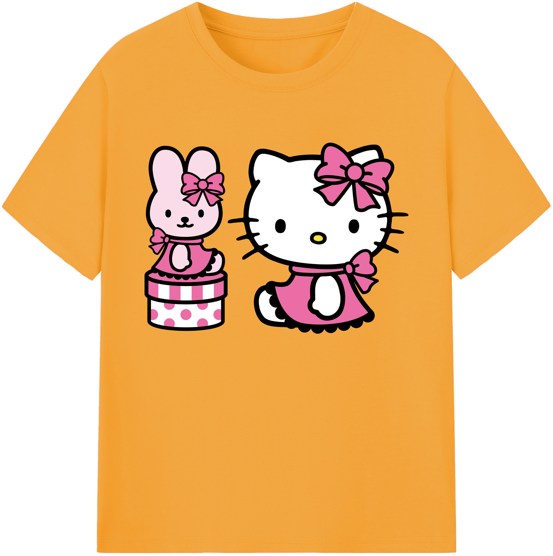 （画像用） Hello Kitty ハローキティ 綿100％ メンズ半袖Tシャツ｜肌触りやわらか＆通気性