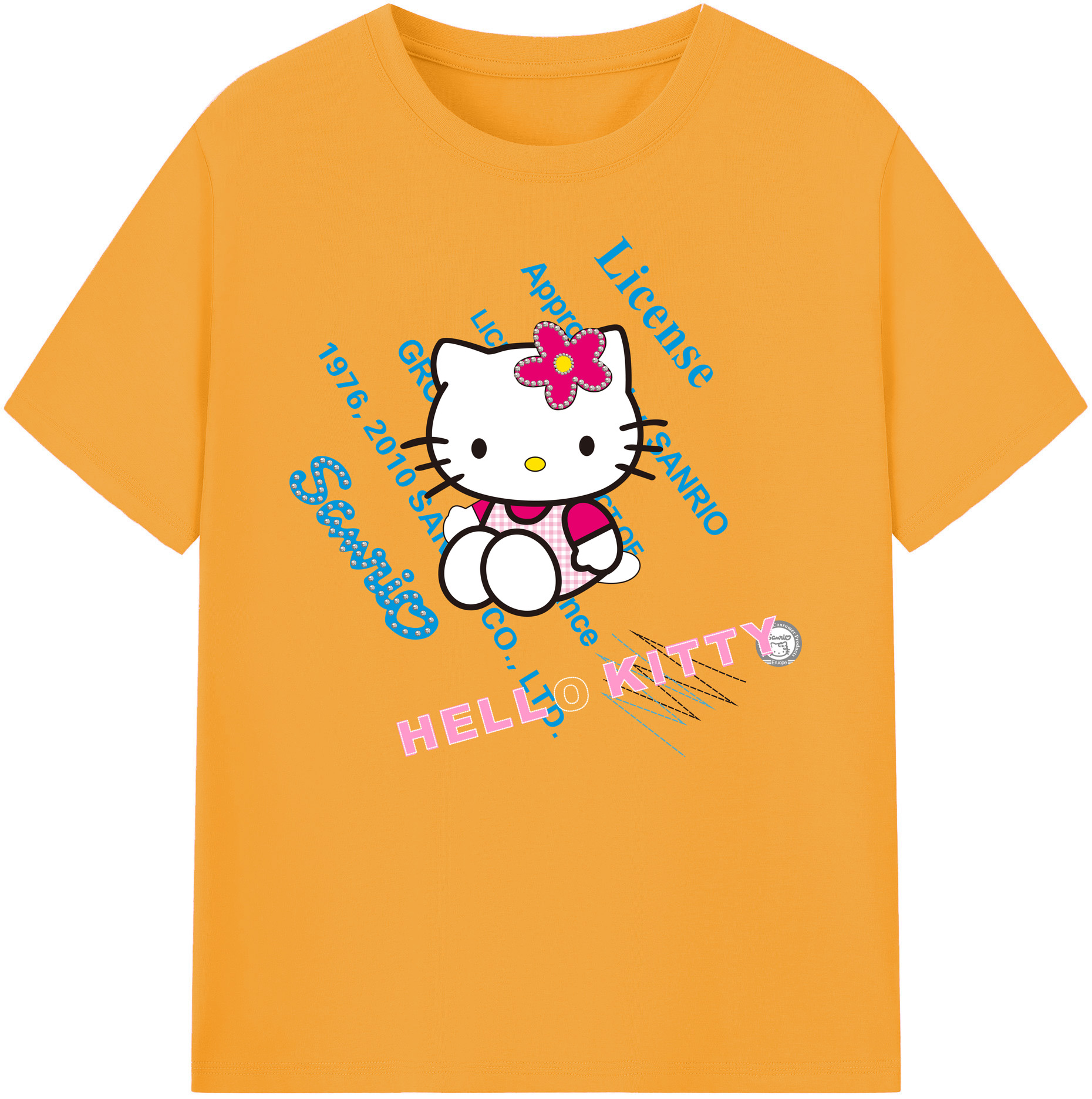 （画像用） Hello Kitty ハローキティ 綿100％ メンズ半袖Tシャツ｜肌触りやわらか＆通気性