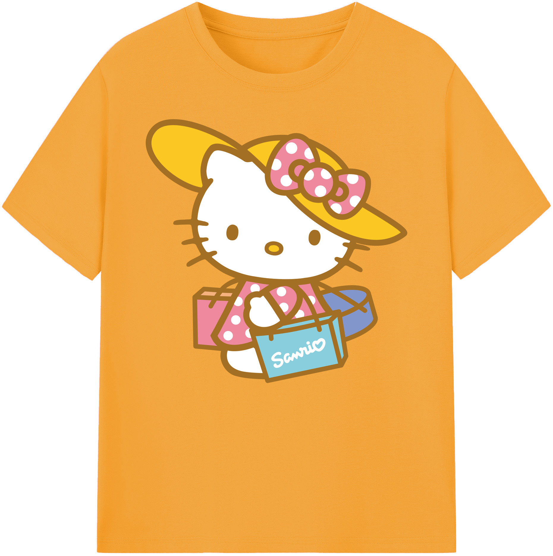 （画像用） Hello Kitty ハローキティ 綿100％ メンズ半袖Tシャツ｜肌触りやわらか＆通気性