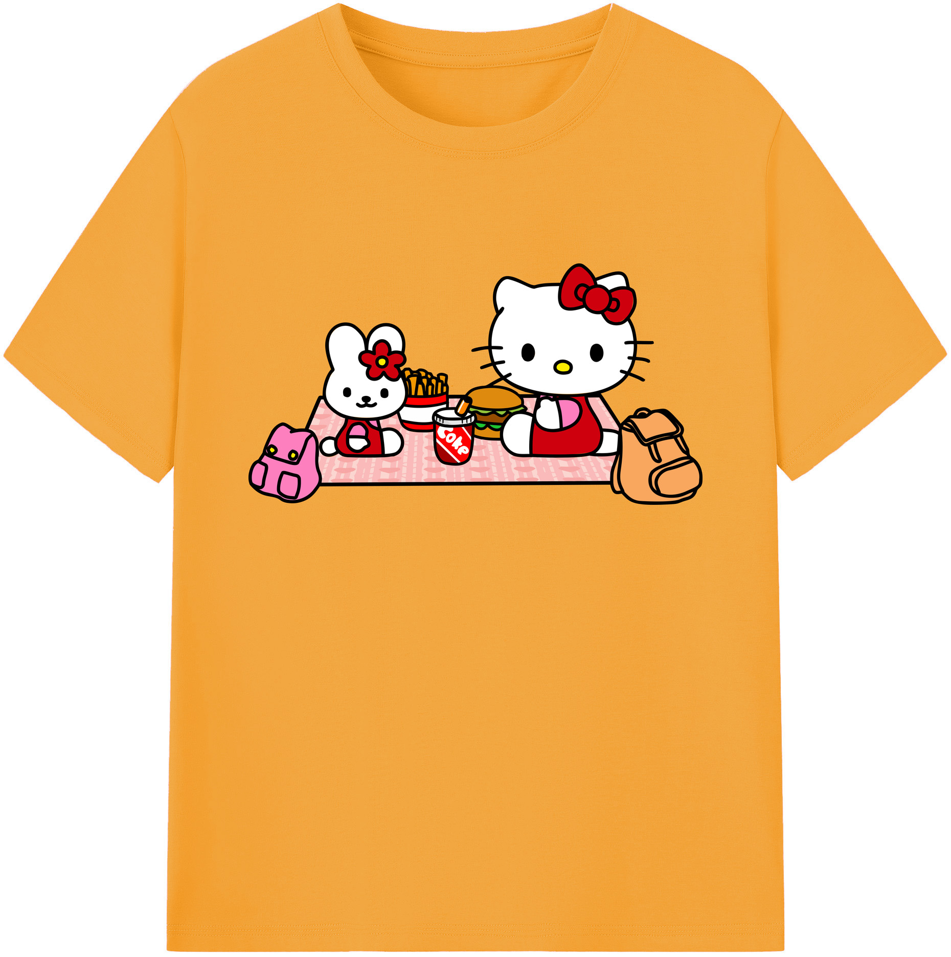（画像用） Hello Kitty ハローキティ 綿100％ メンズ半袖Tシャツ｜肌触りやわらか＆通気性