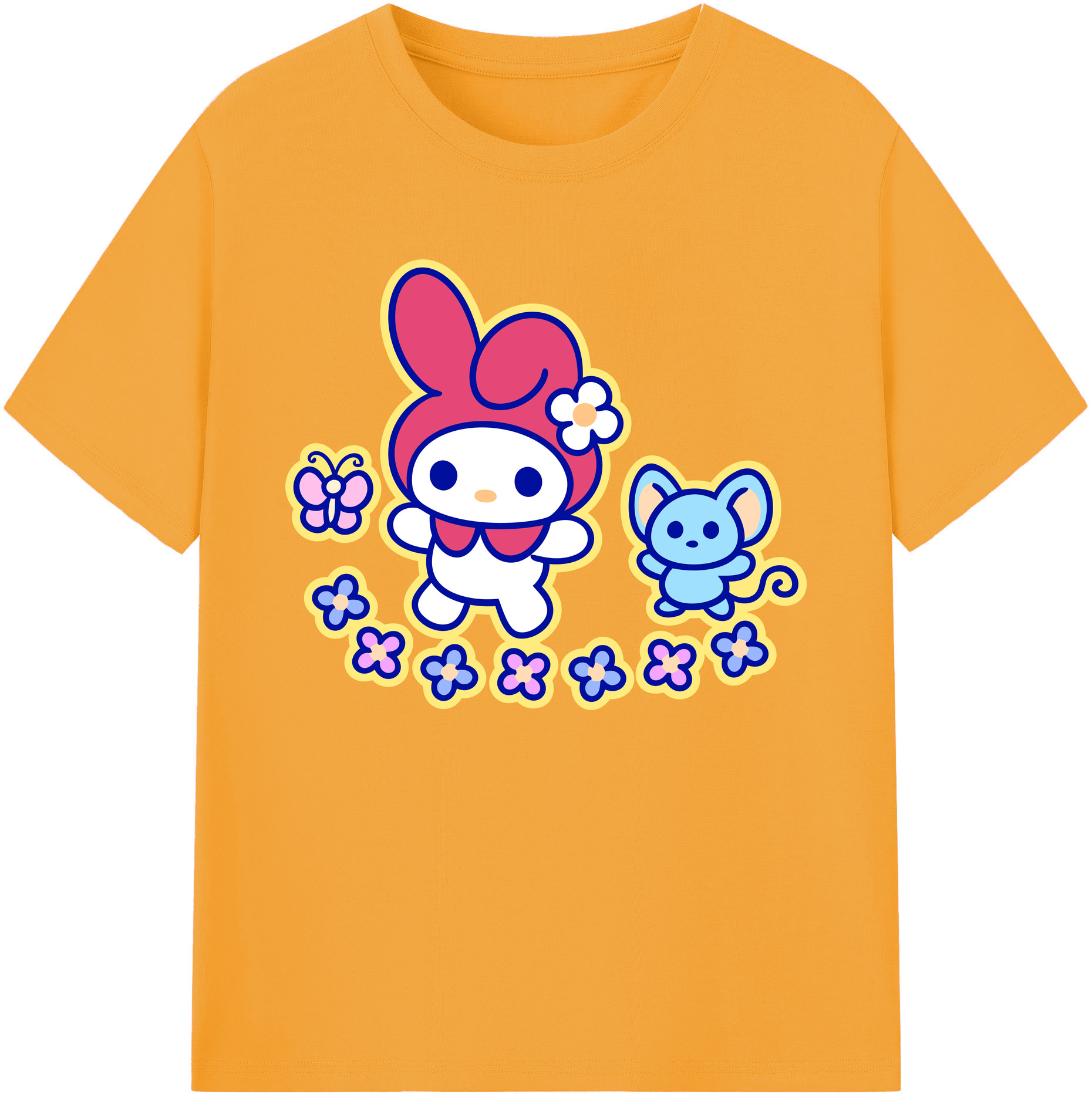 （画像用） Hello Kitty ハローキティ 綿100％ メンズ半袖Tシャツ｜肌触りやわらか＆通気性