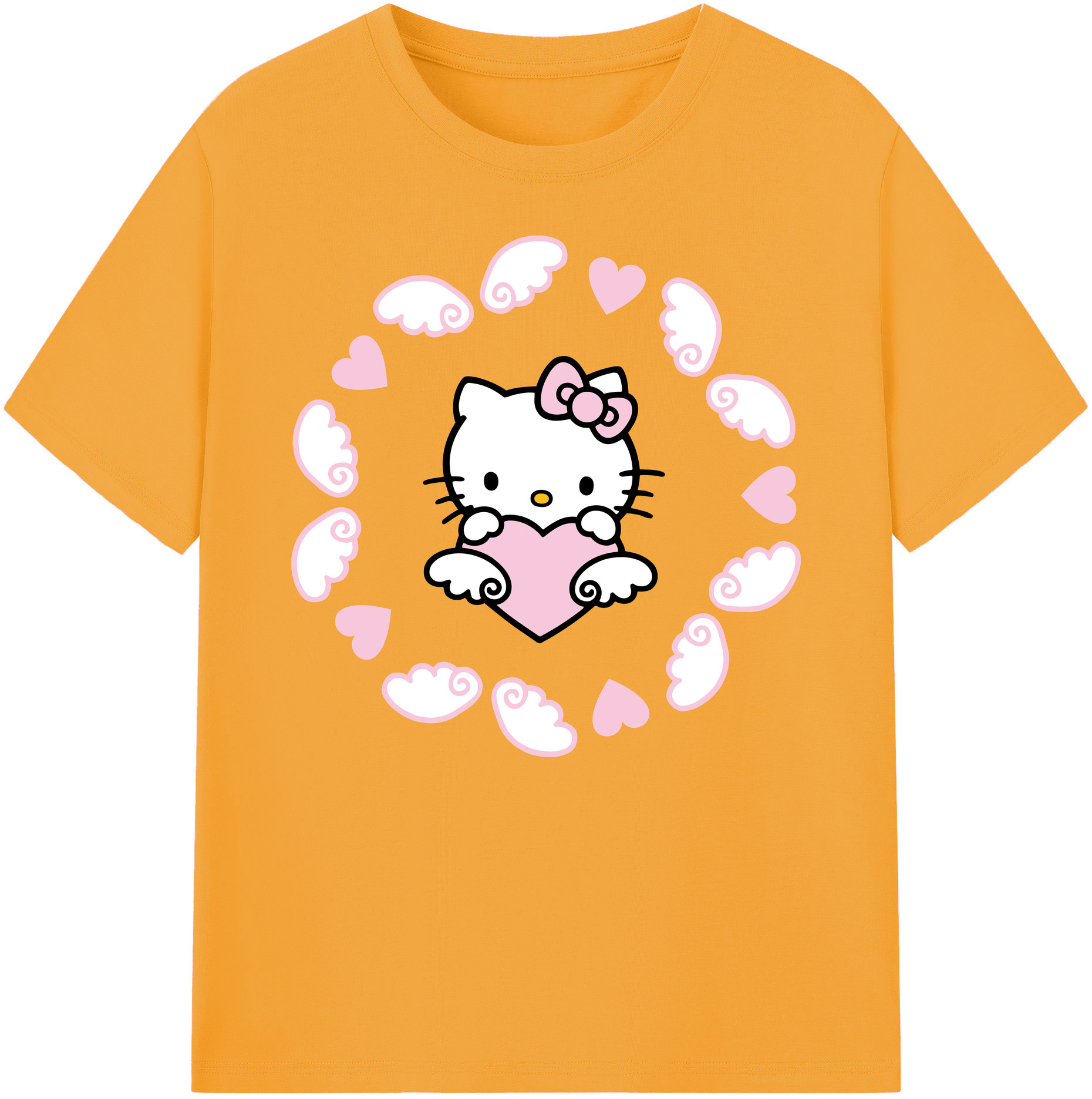 （画像用） Hello Kitty ハローキティ 綿100％ メンズ半袖Tシャツ｜肌触りやわらか＆通気性